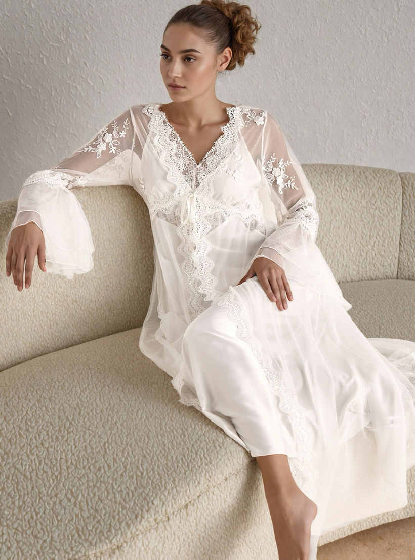 قميص نوم بقصة دانتيل للعرائس مع روب-women-clothing-nightwear-robes-image-5