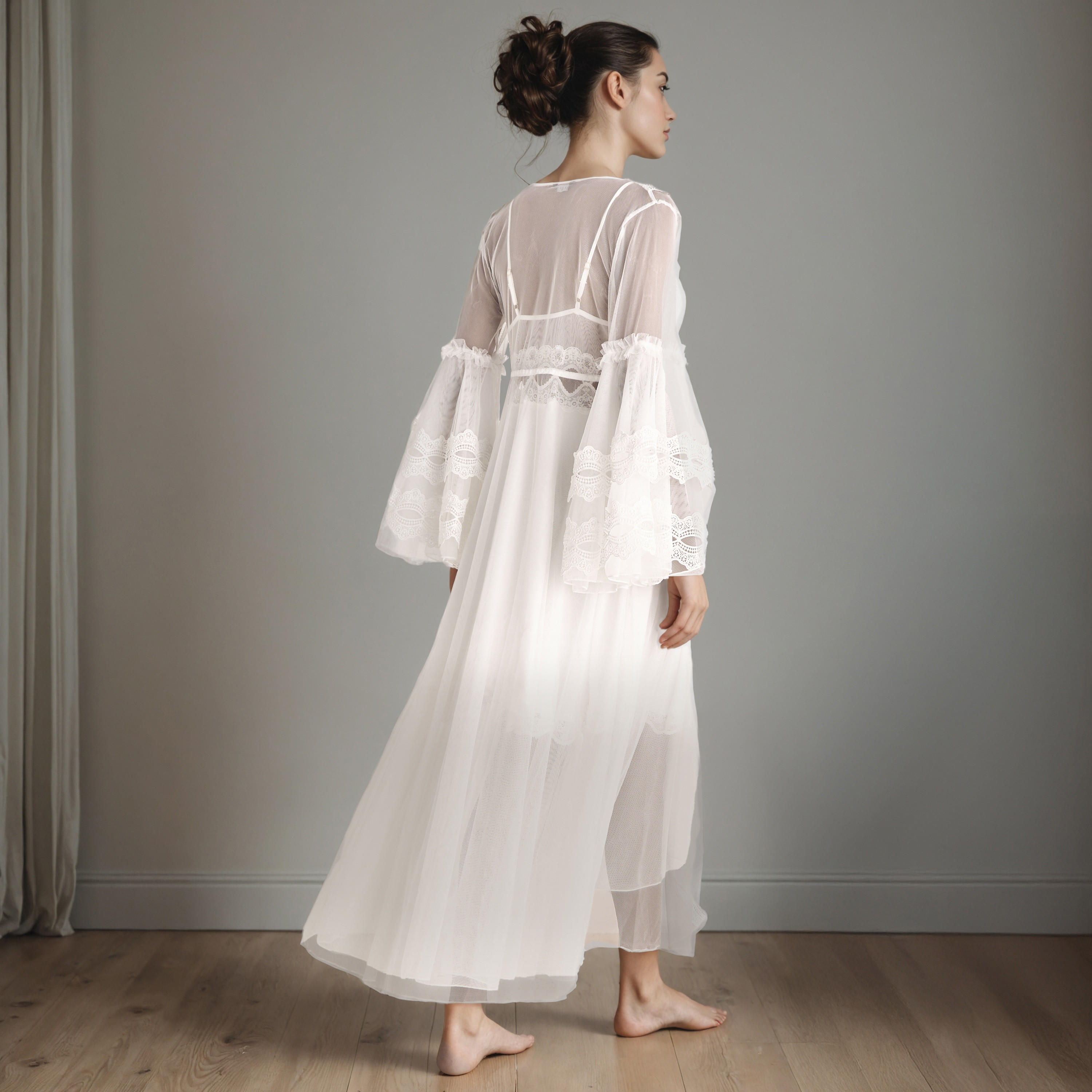 فستان نوم دانتيل للعروس مع روب-women-clothing-nightwear-robes-image-3