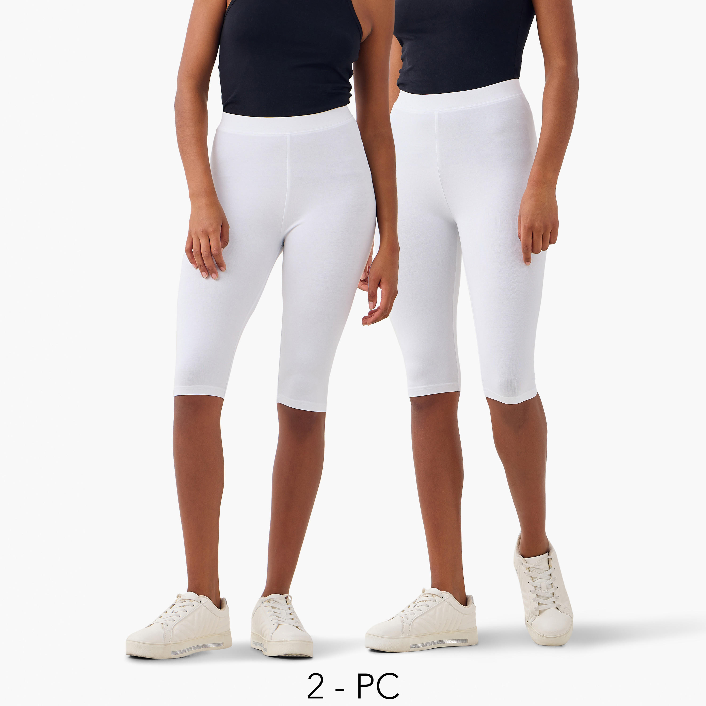 طقم بنطلون ليقنز من قطعتين بطول الركبة وخصر مطاطي-women-clothing-bottoms-leggings-image-1