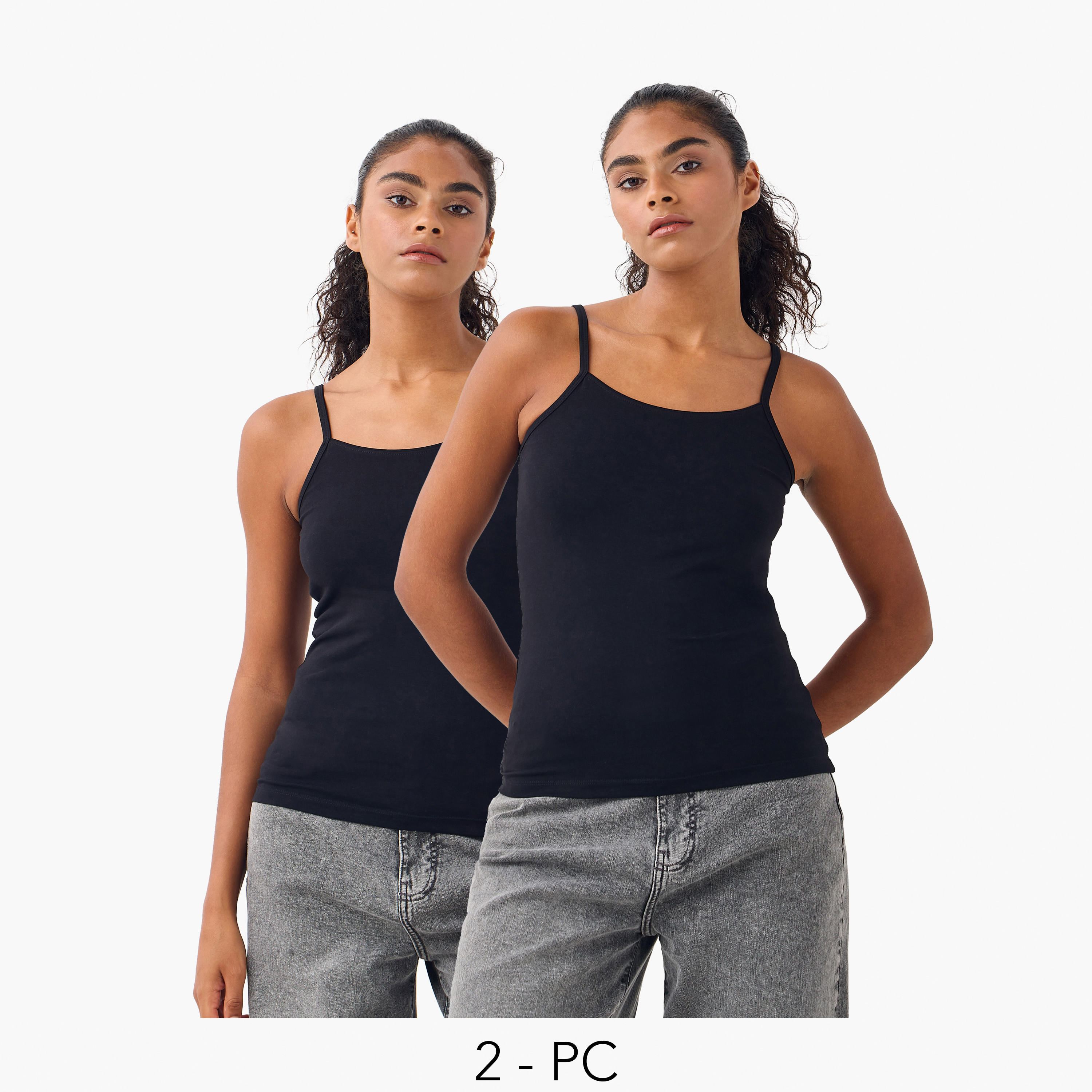 قمصان داخلية بياقة واسعة - طقم من قطعتين-women-clothing-lingerie-camisoles-image-1