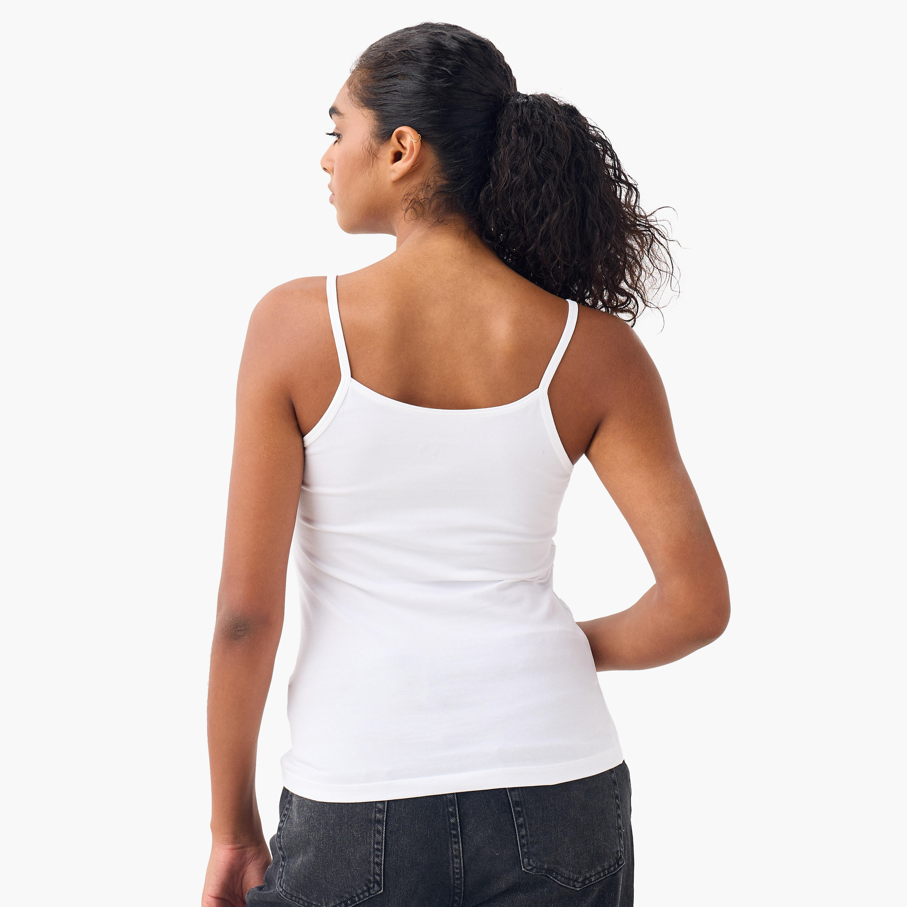 بلوزة كامي سادة بياقة عميقة وأحزمة كتف رفيعة - طقم من 2-women-clothing-lingerie-camisoles-image-7
