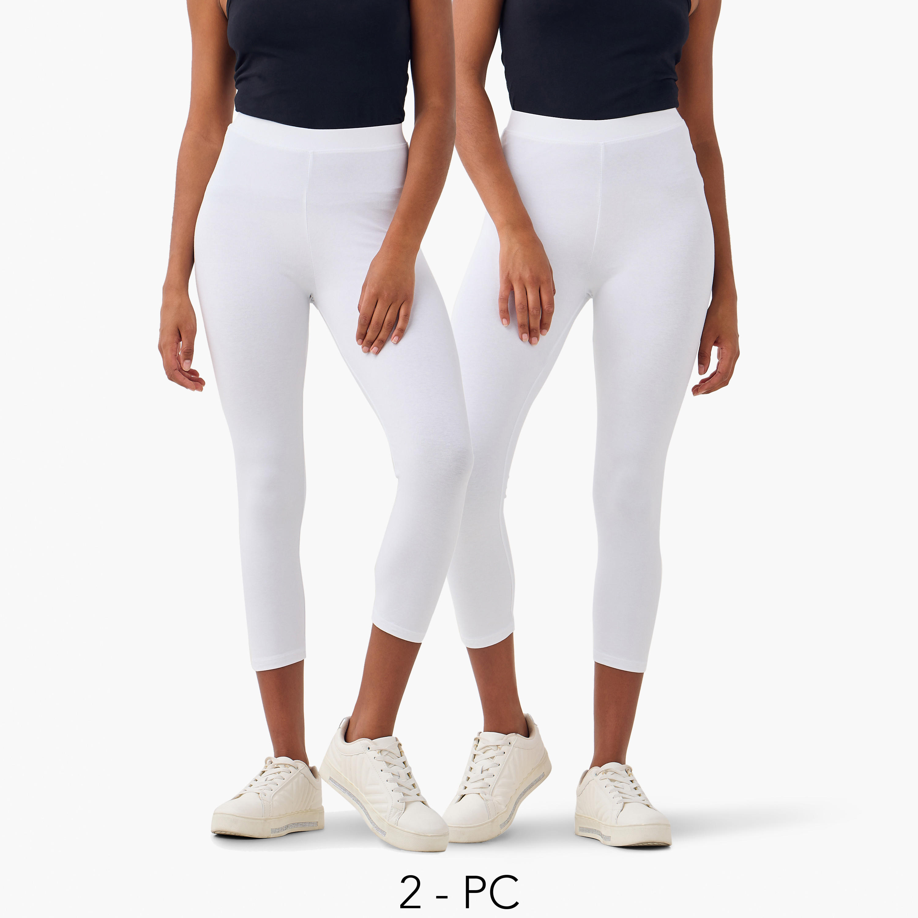 طقم بنطلون ليقنز قصير من قطعتين بخصر مطاطي-women-clothing-bottoms-leggings-image-1