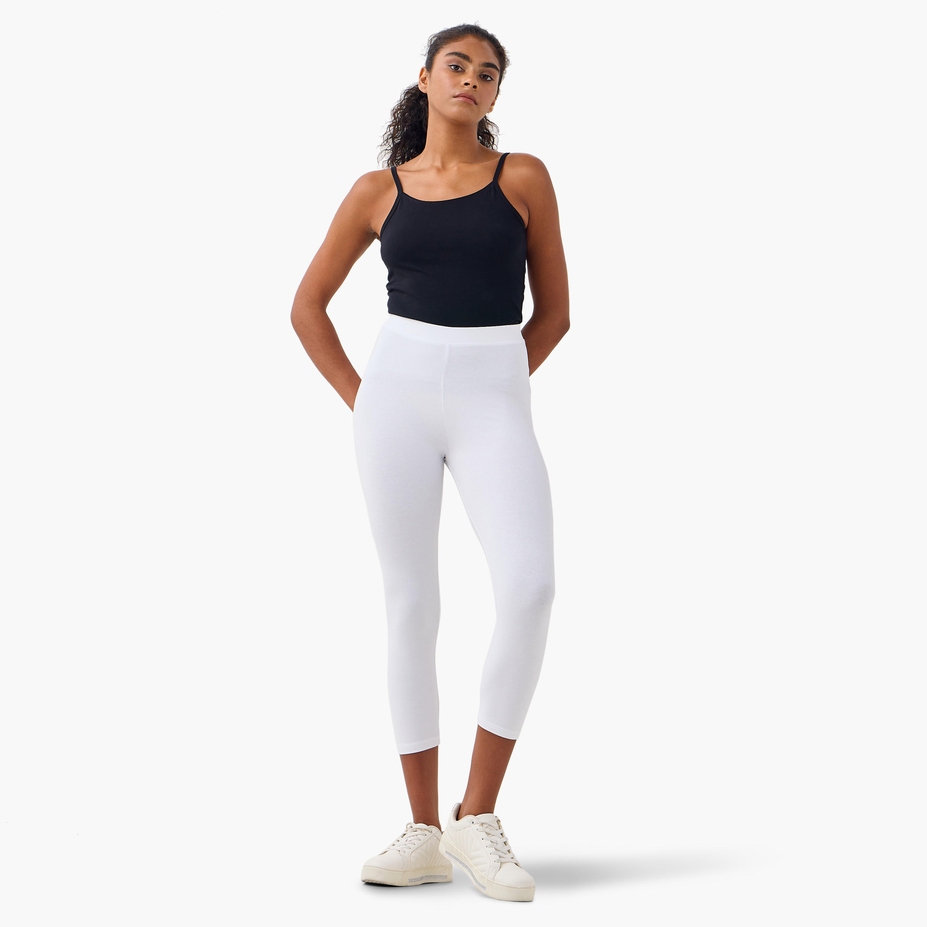 طقم بنطلون ليقنز قصير من قطعتين بخصر مطاطي-women-clothing-bottoms-leggings-image-2