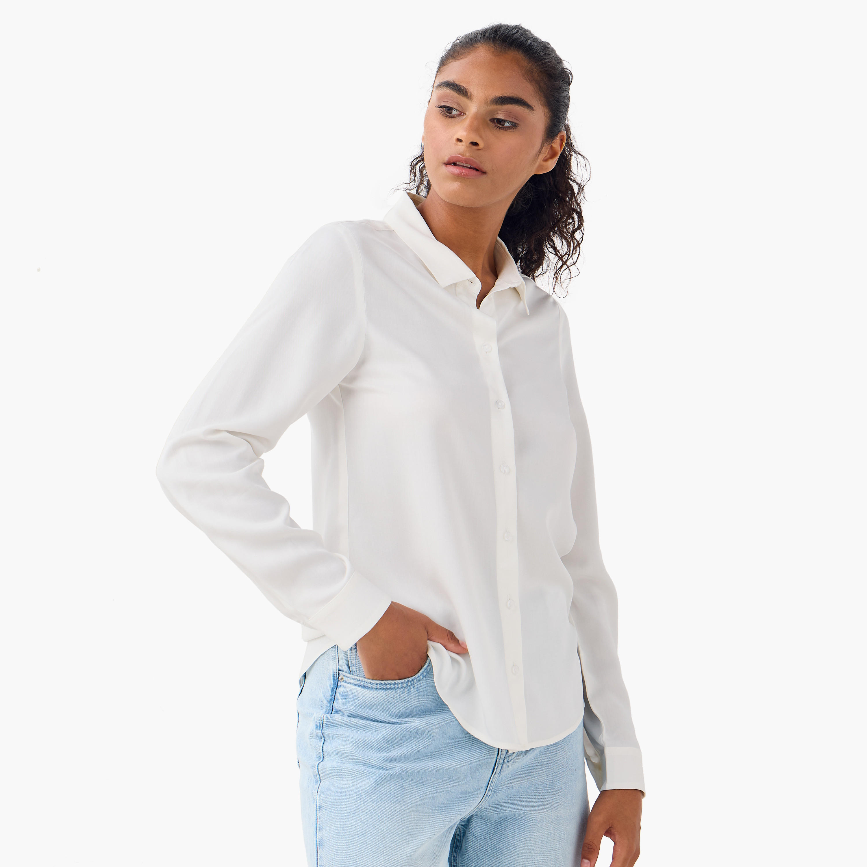 Set of 2 - Collared Shirt with Button Closure-women-clothing-shirtsandblouses-shirts-image-2