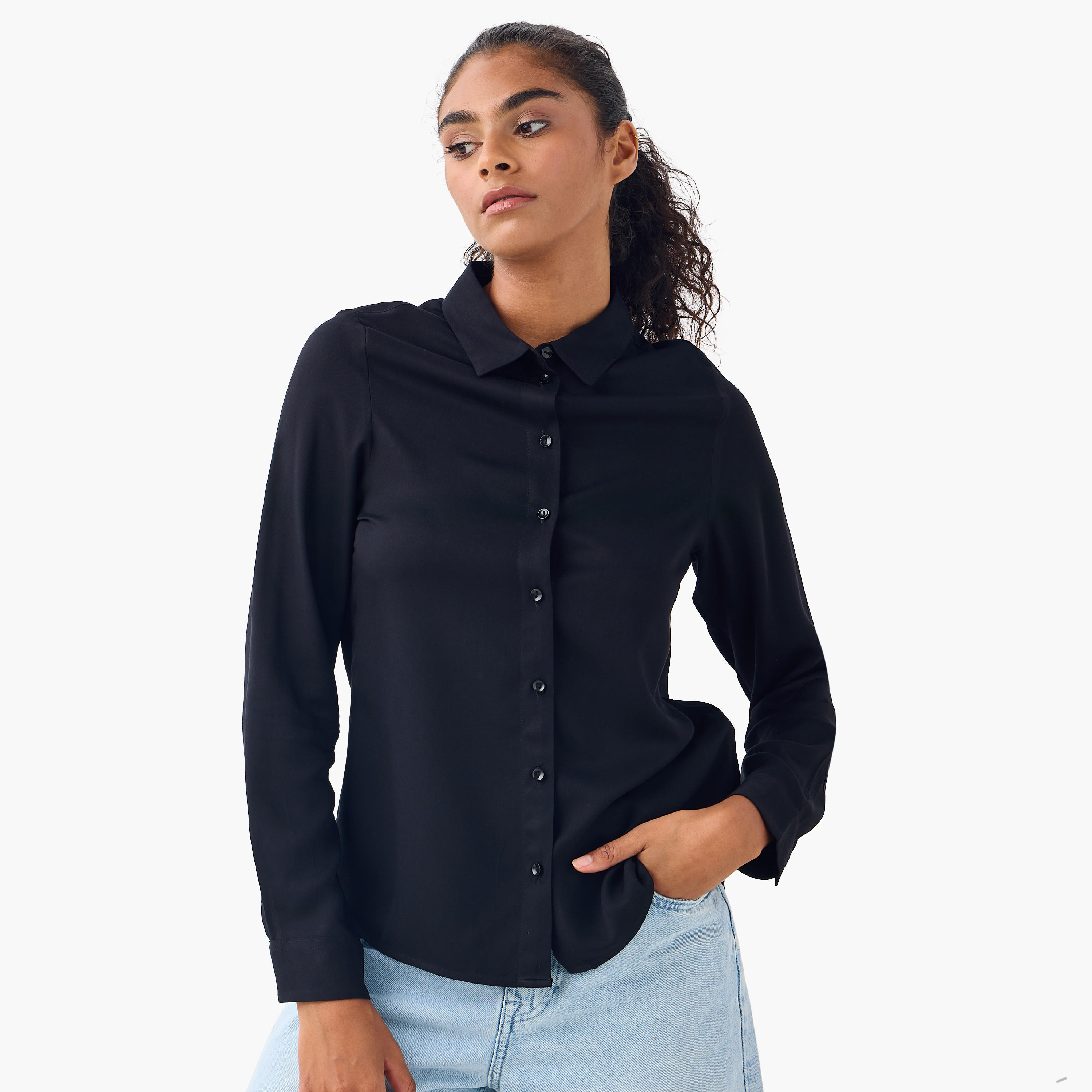 Set of 2 - Collared Shirt with Button Closure-women-clothing-shirtsandblouses-shirts-image-4