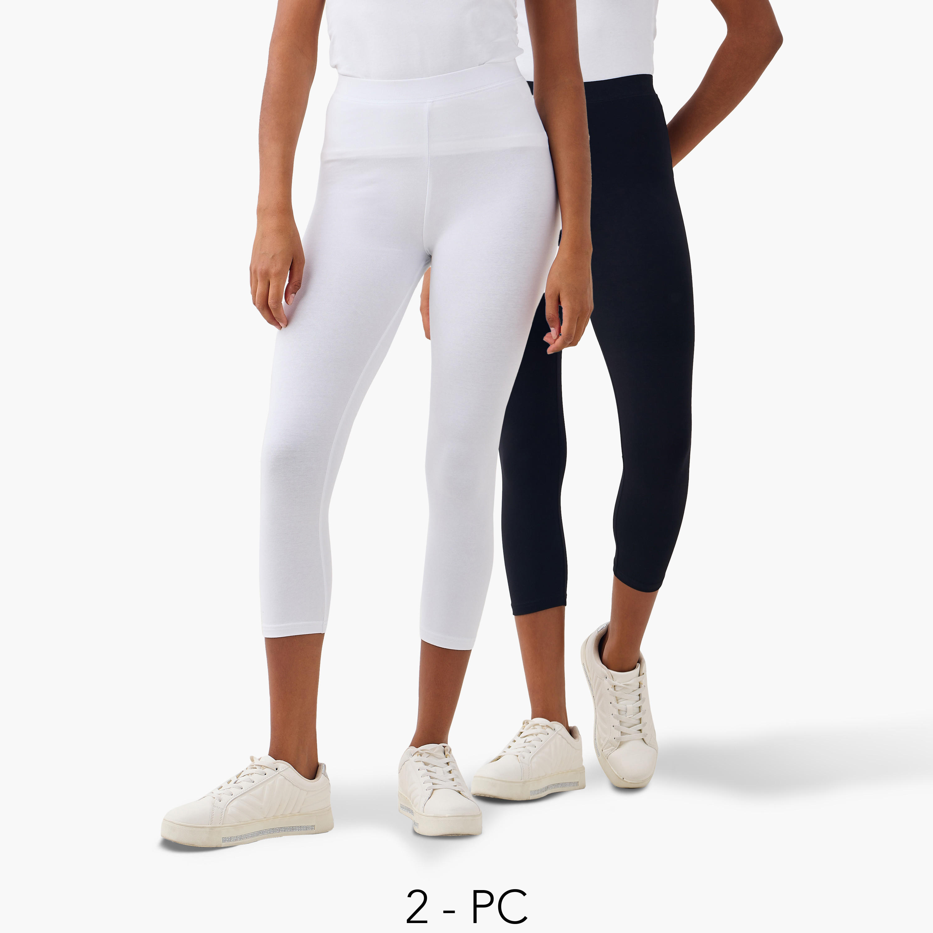 طقم من 2 - بنطلون ليقنز قصير بقصة ضيقة وخصر مرن-women-clothing-bottoms-leggings-image-1