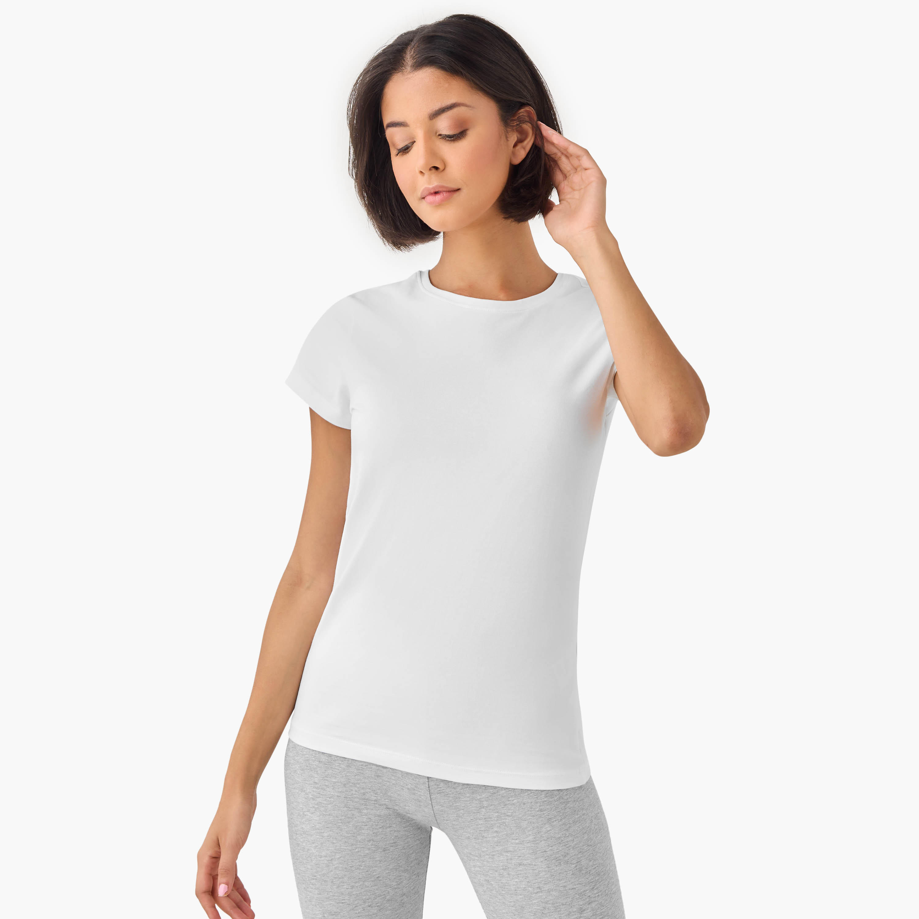 تيشيرت بياقة ضيقة وأكمام كاب - طقم من 2-women-clothing-tshirts-image-3