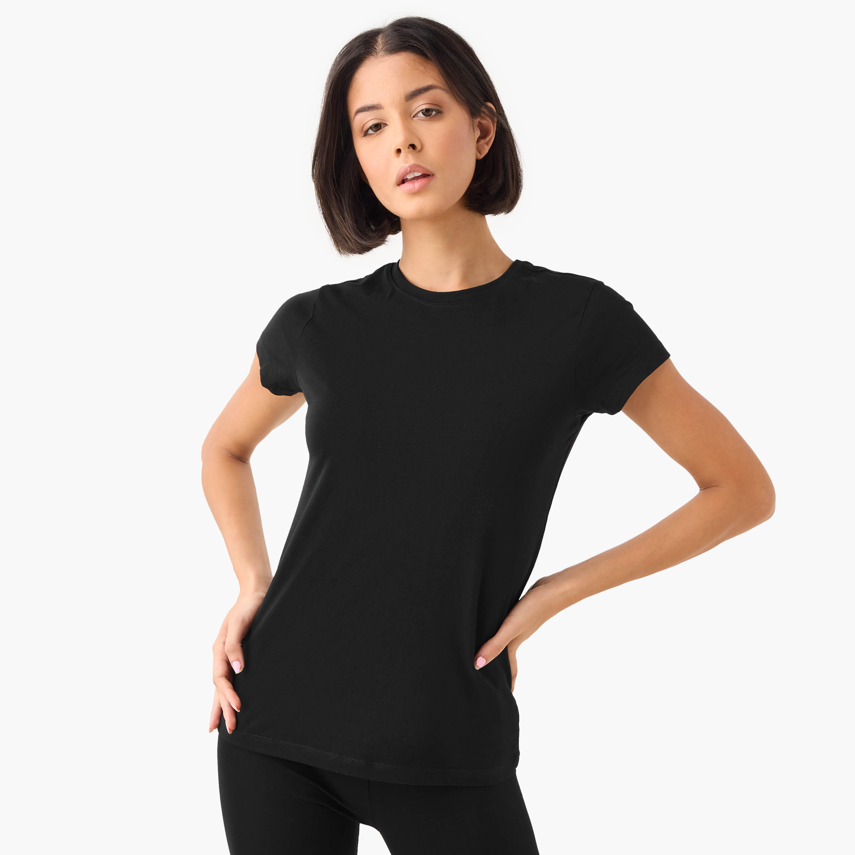 تيشيرت بياقة ضيقة وأكمام كاب - طقم من 2-women-clothing-tshirts-image-2