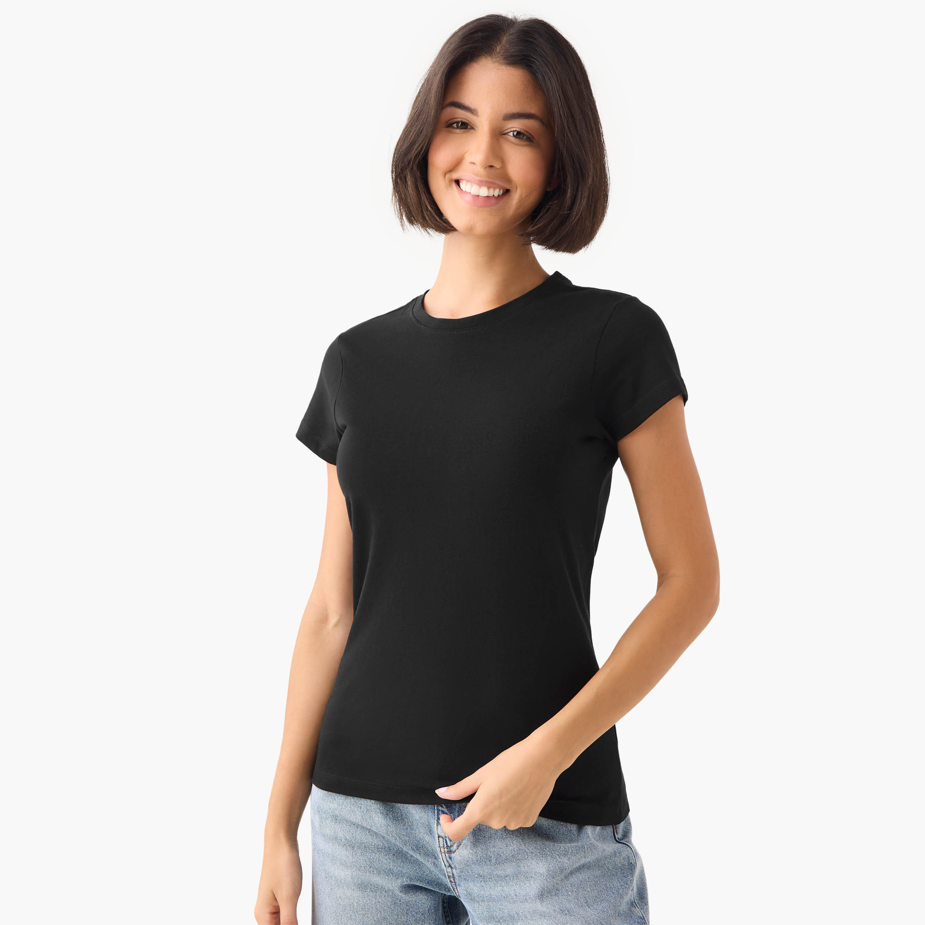 Set of 3 - Crew Neck T-shirt with Cap Sleeves-women-clothing-tshirts-image-3