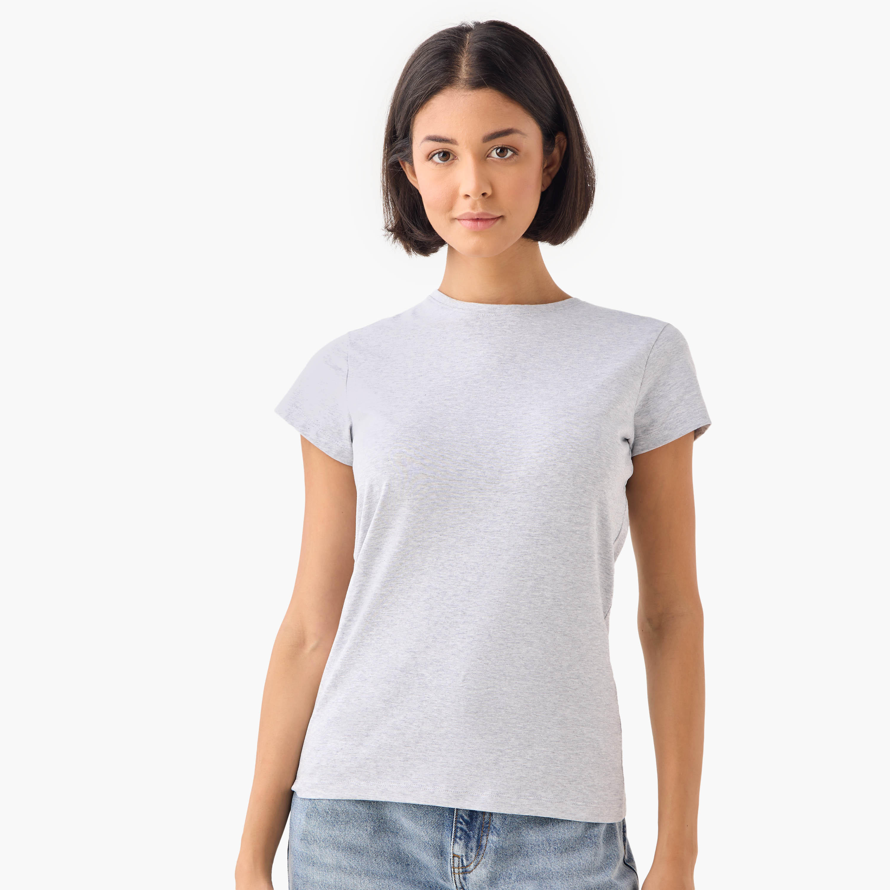 Set of 3 - Crew Neck T-shirt with Cap Sleeves-women-clothing-tshirts-image-4
