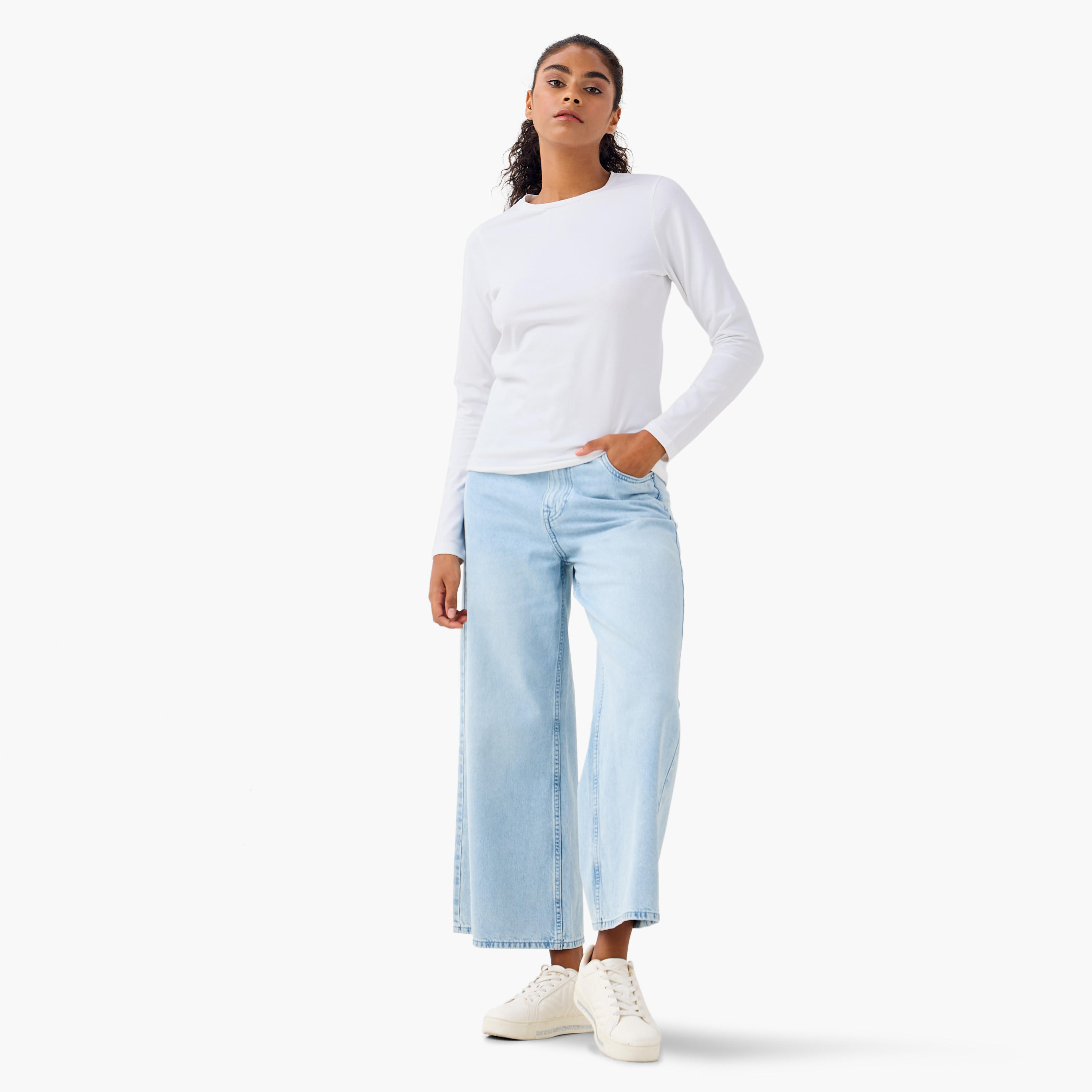تيشيرت بياقة ضيقة وأكمام طويلة - طقم من 2-women-clothing-tshirts-image-7