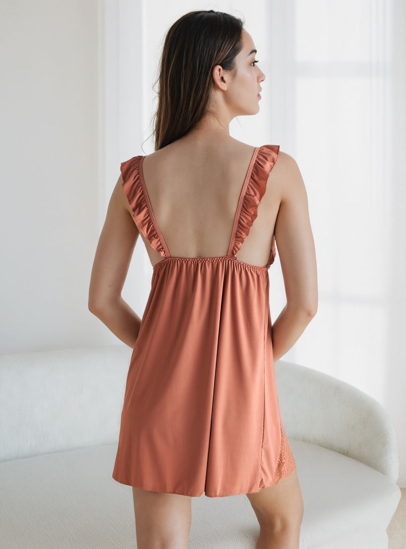 طقم بيبي دول دانتيل بارز الملمس مع سروال ثونج-women-clothing-nightwear-robes-image-2
