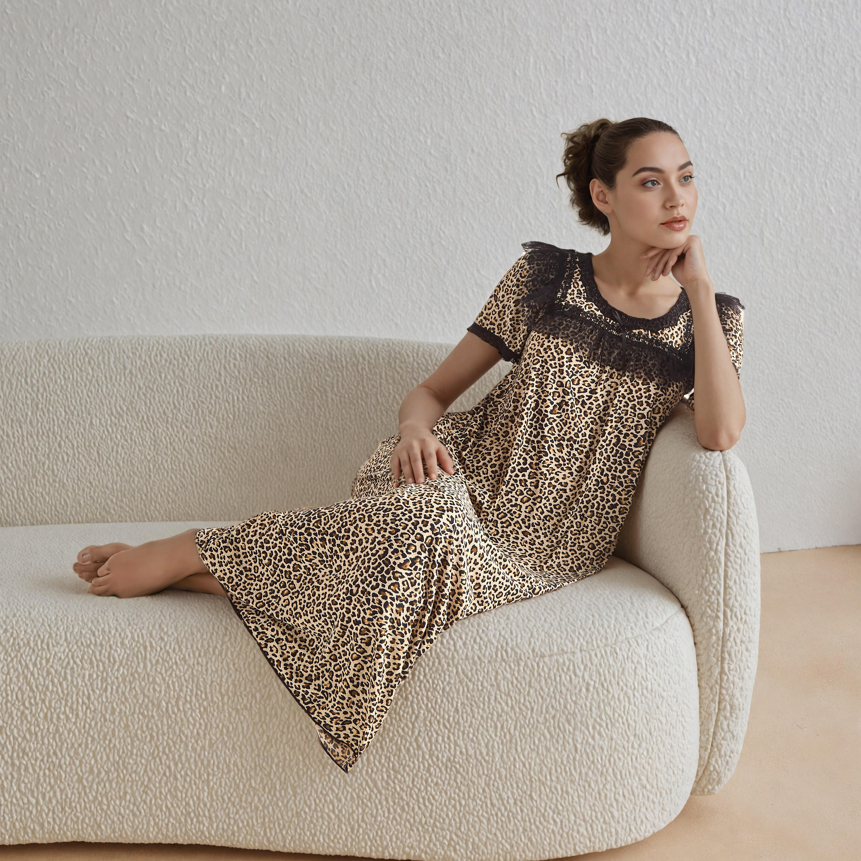 Animal Print Night Gown with Thongs-women-clothing-nightwear-nighties-image-1