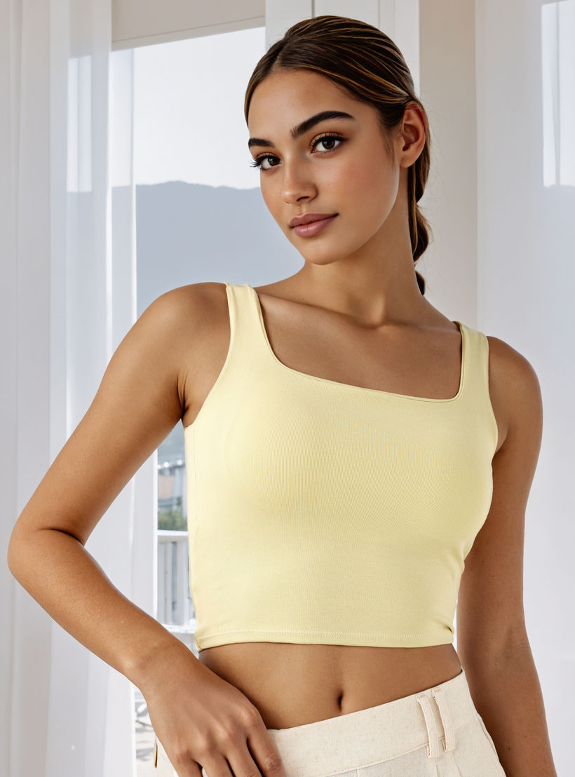 بلوزة تانك قصيرة بياقة مربعة-women-clothing-tshirts-image-1