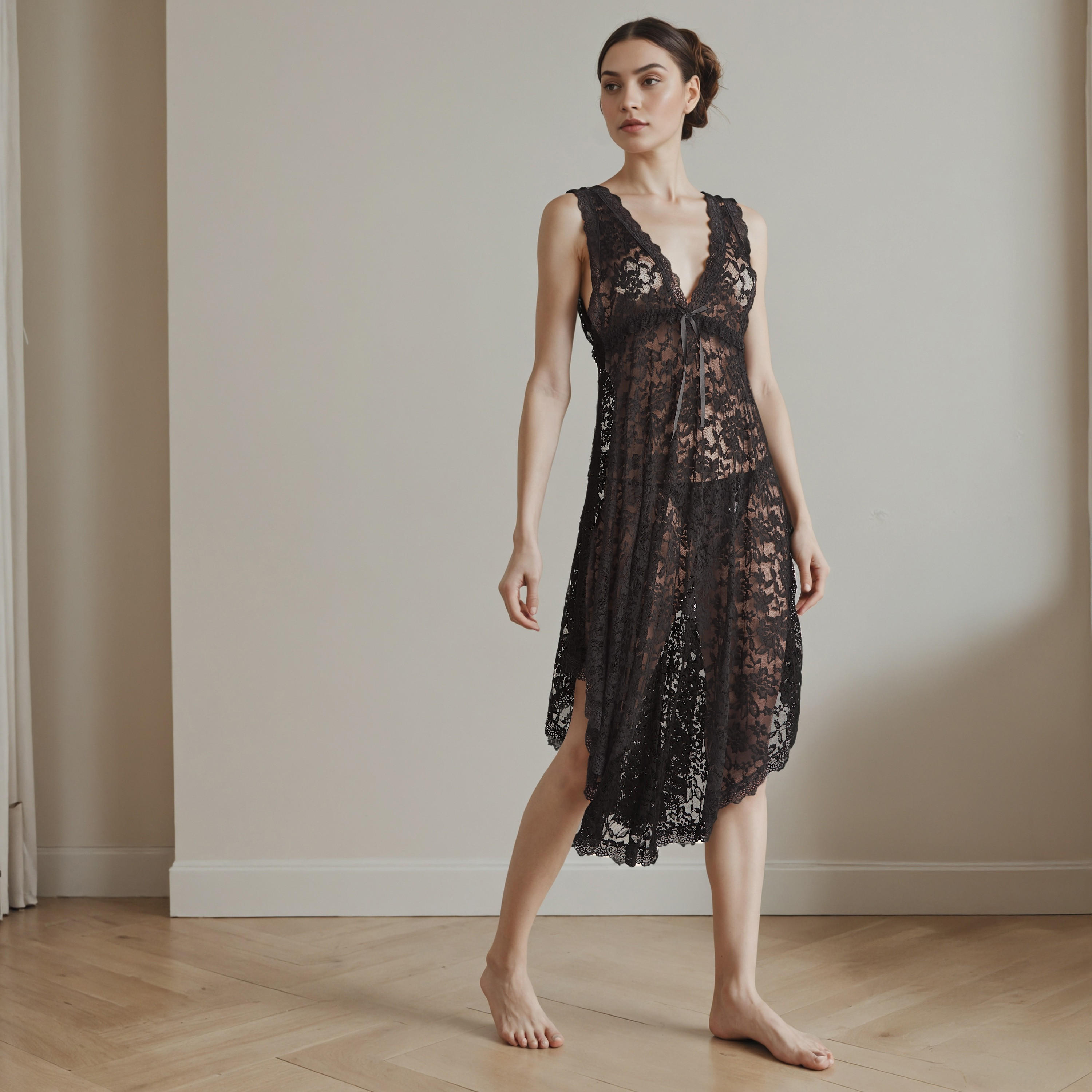 ثوب نوم دانتيل للعروس بحواف غير متماثلة-women-clothing-nightwear-robes-image-6