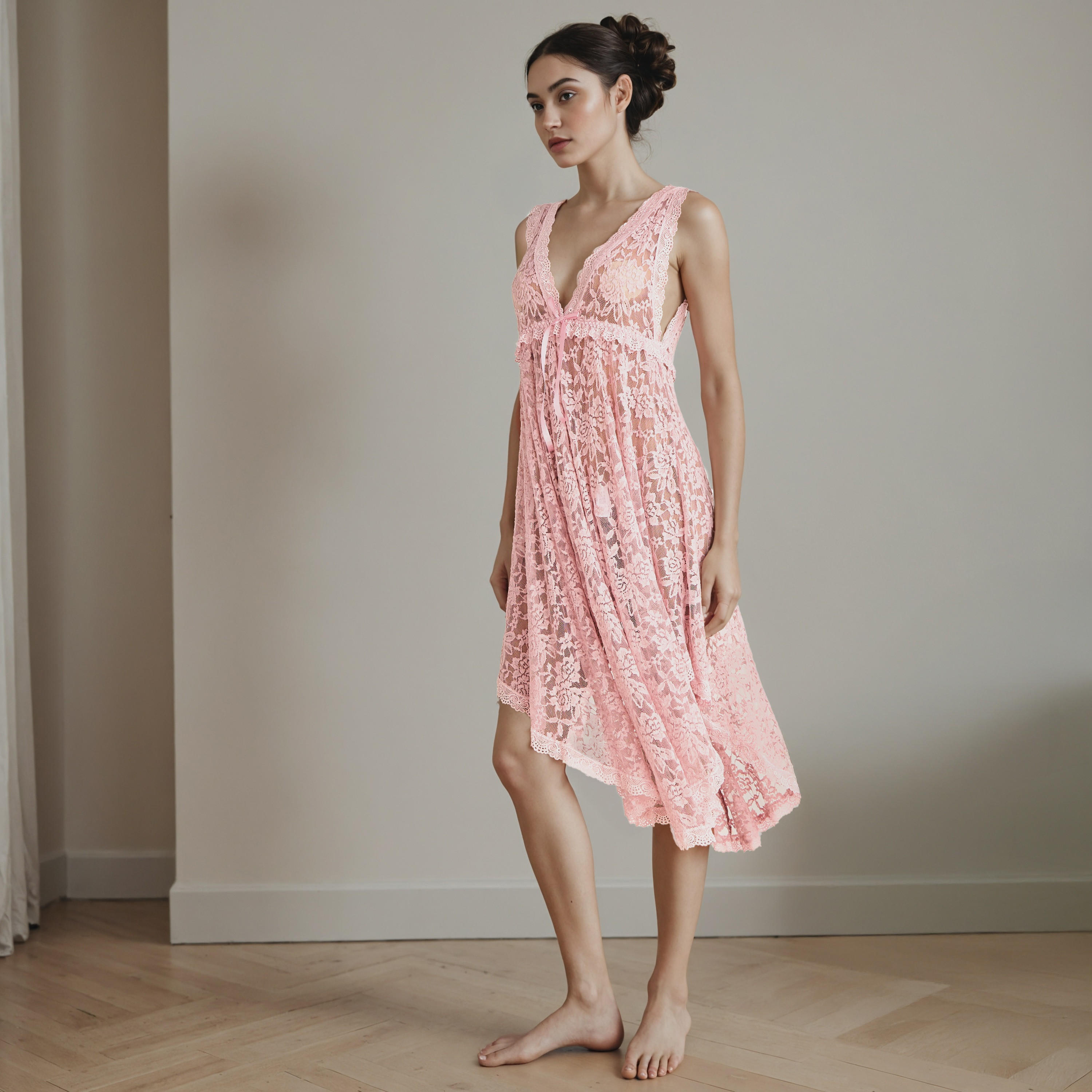 ثوب نوم دانتيل للعروس بحواف غير متماثلة-women-clothing-nightwear-robes-image-1
