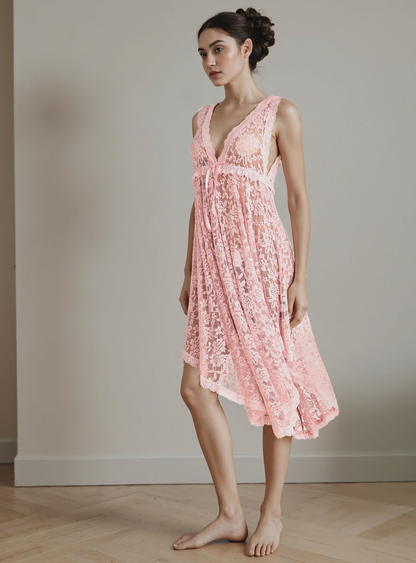 ثوب نوم دانتيل للعروس بحواف غير متماثلة-women-clothing-nightwear-robes-image-1