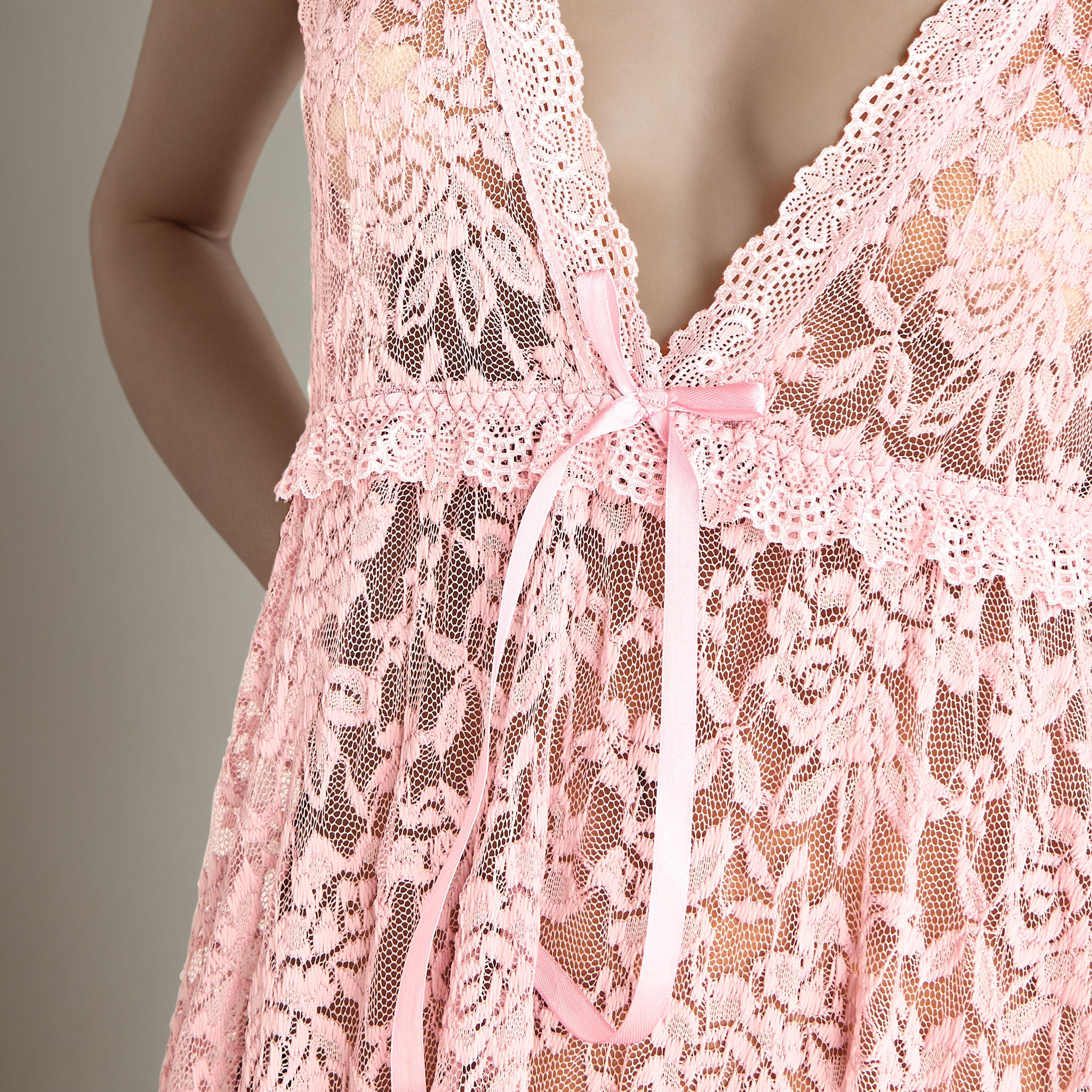 ثوب نوم دانتيل للعروس بحواف غير متماثلة-women-clothing-nightwear-robes-image-3