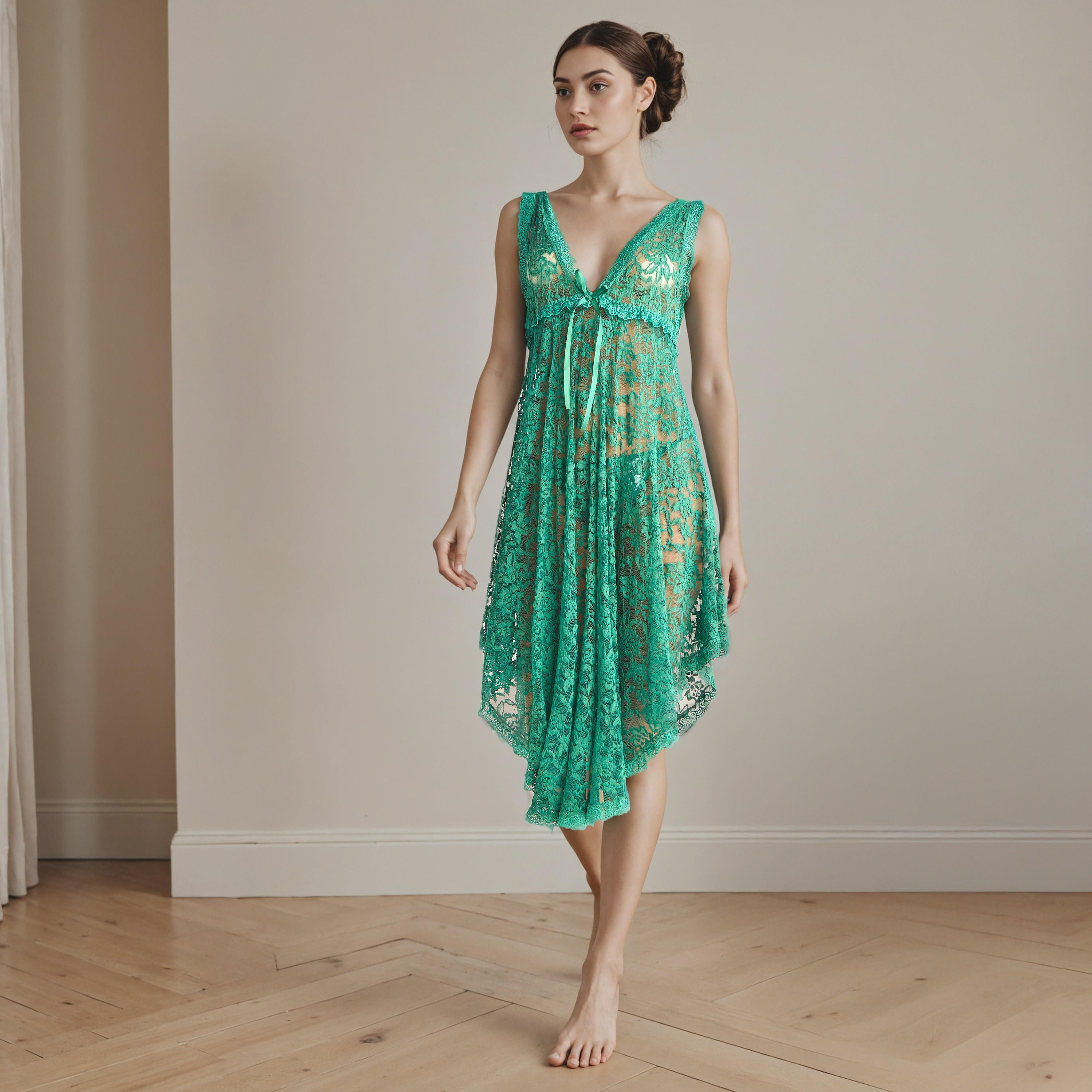 Lace Asymmetric Bridal Night Gown-women-clothing-nightwear-robes-image-5
