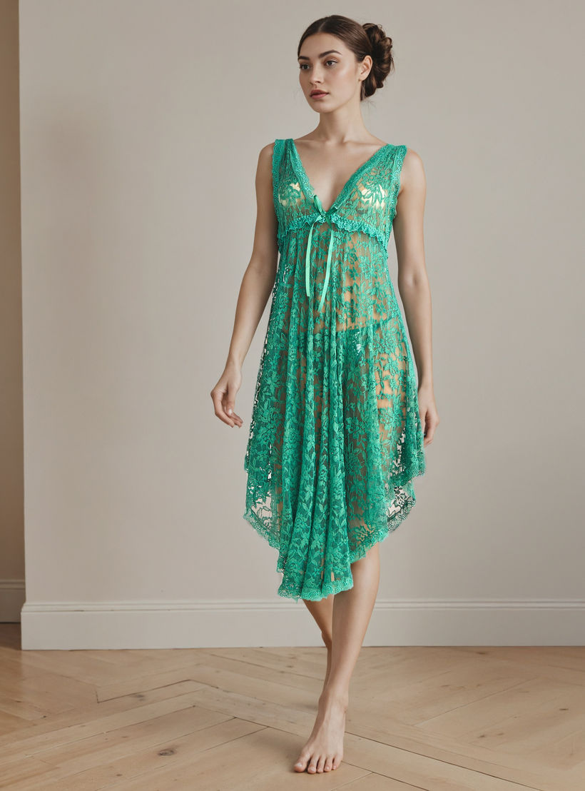 ثوب نوم دانتيل للعروس بحواف غير متماثلة-women-clothing-nightwear-robes-image-5