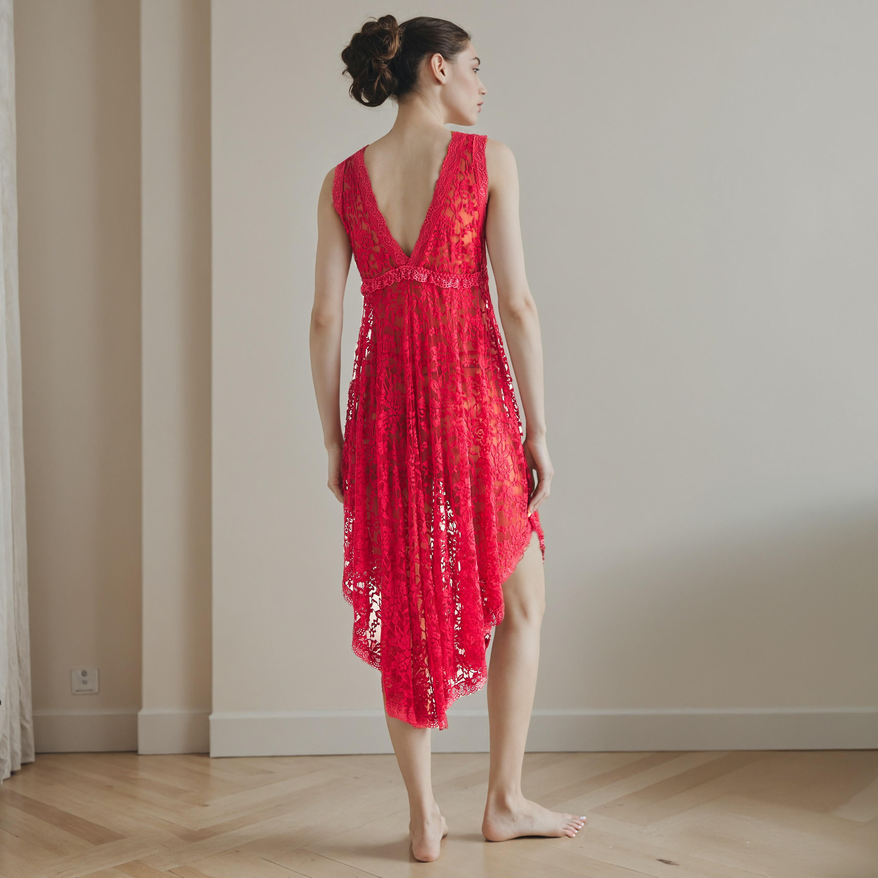 Lace Asymmetric Bridal Night Gown-women-clothing-nightwear-robes-image-3