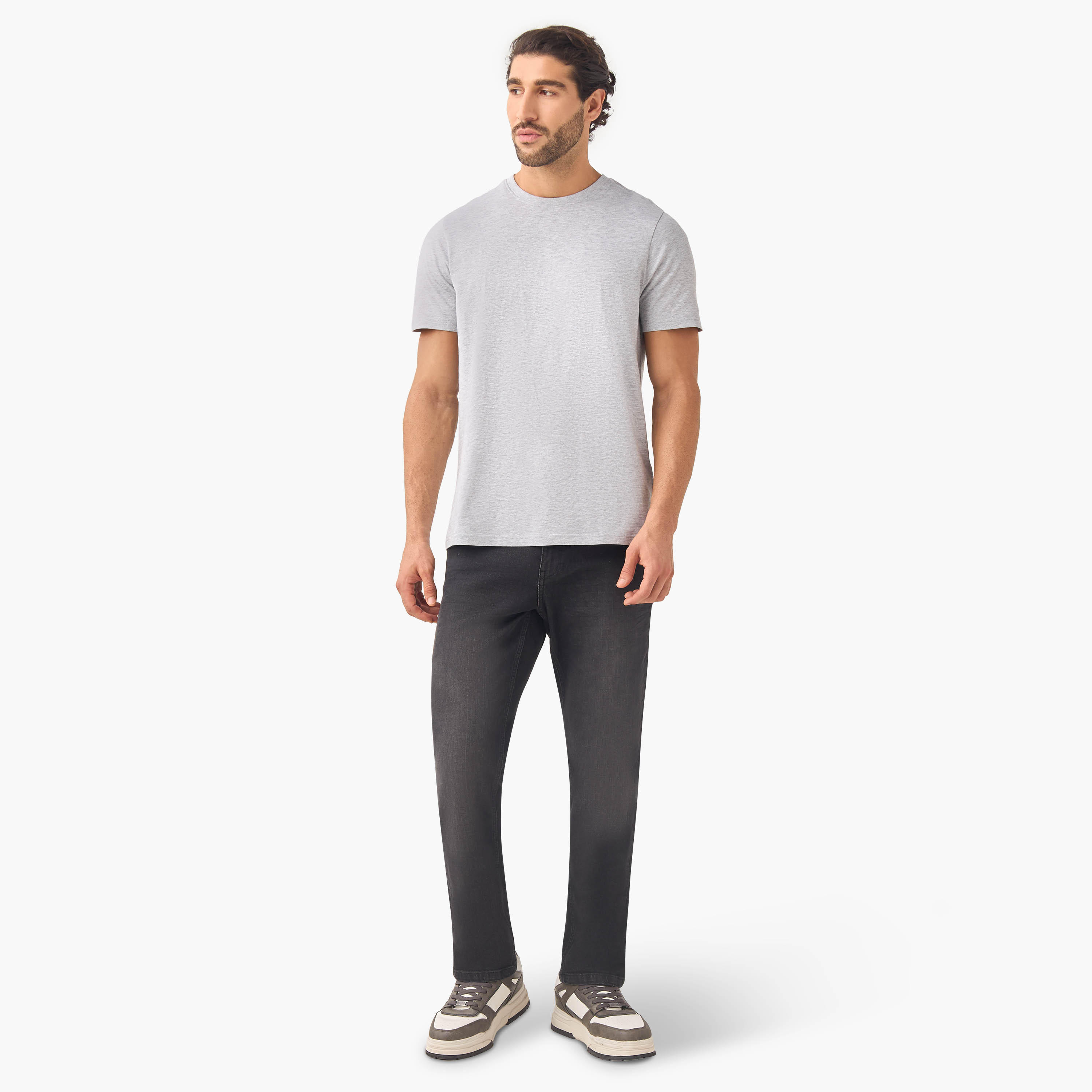 تيشيرت بياقة ضيقة وأكمام قصيرة - طقم من 3-men-clothing-tshirtsandpolos-tshirts-image-9