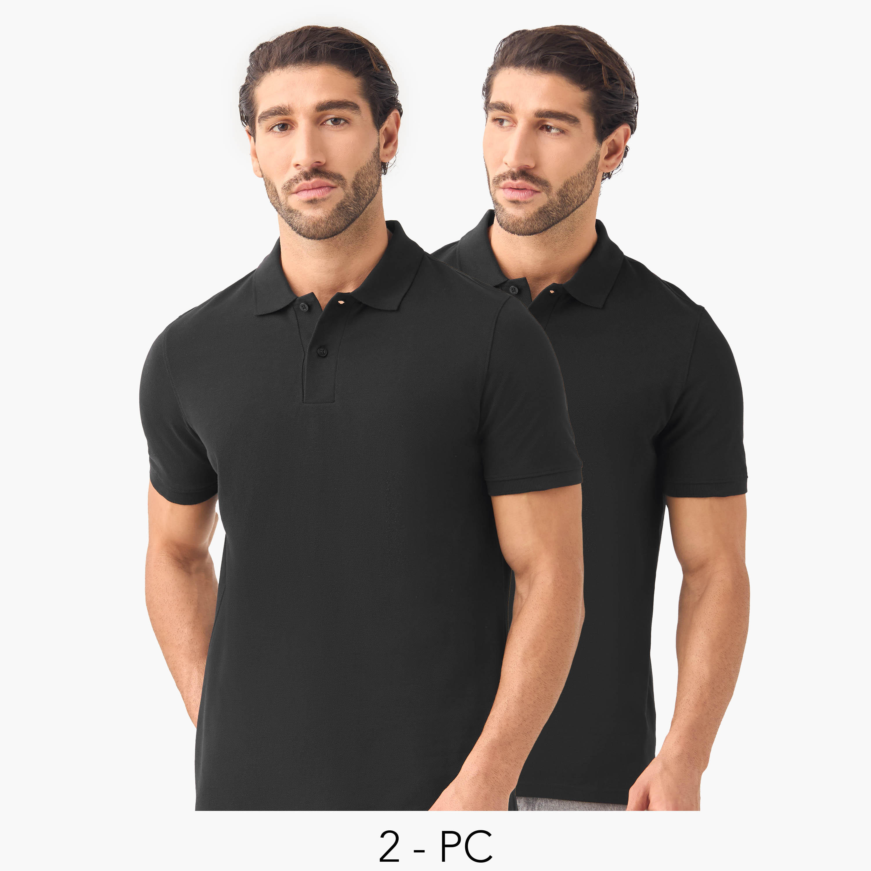 تيشيرت بياقة بولو وأكمام قصيرة - طقم من 2-men-clothing-tshirtsandpolos-polos-image-1
