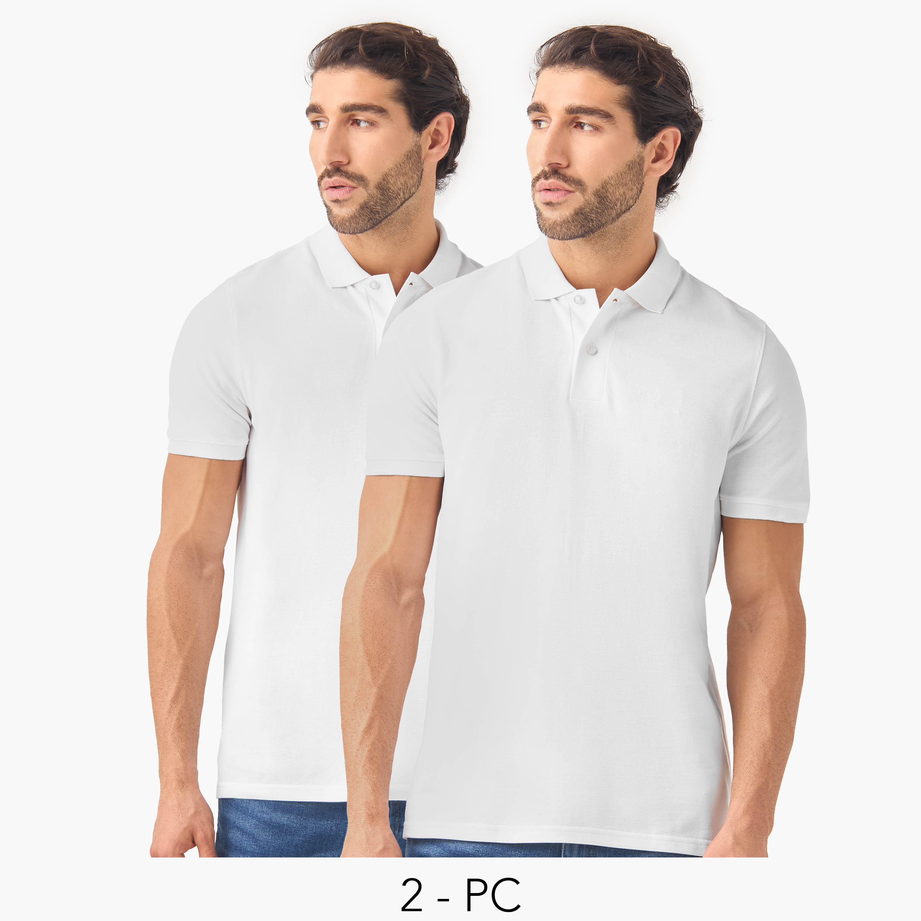 Set of 2 - Polo T-shirt with Short Sleeves-men-clothing-tshirtsandpolos-polos-image-1