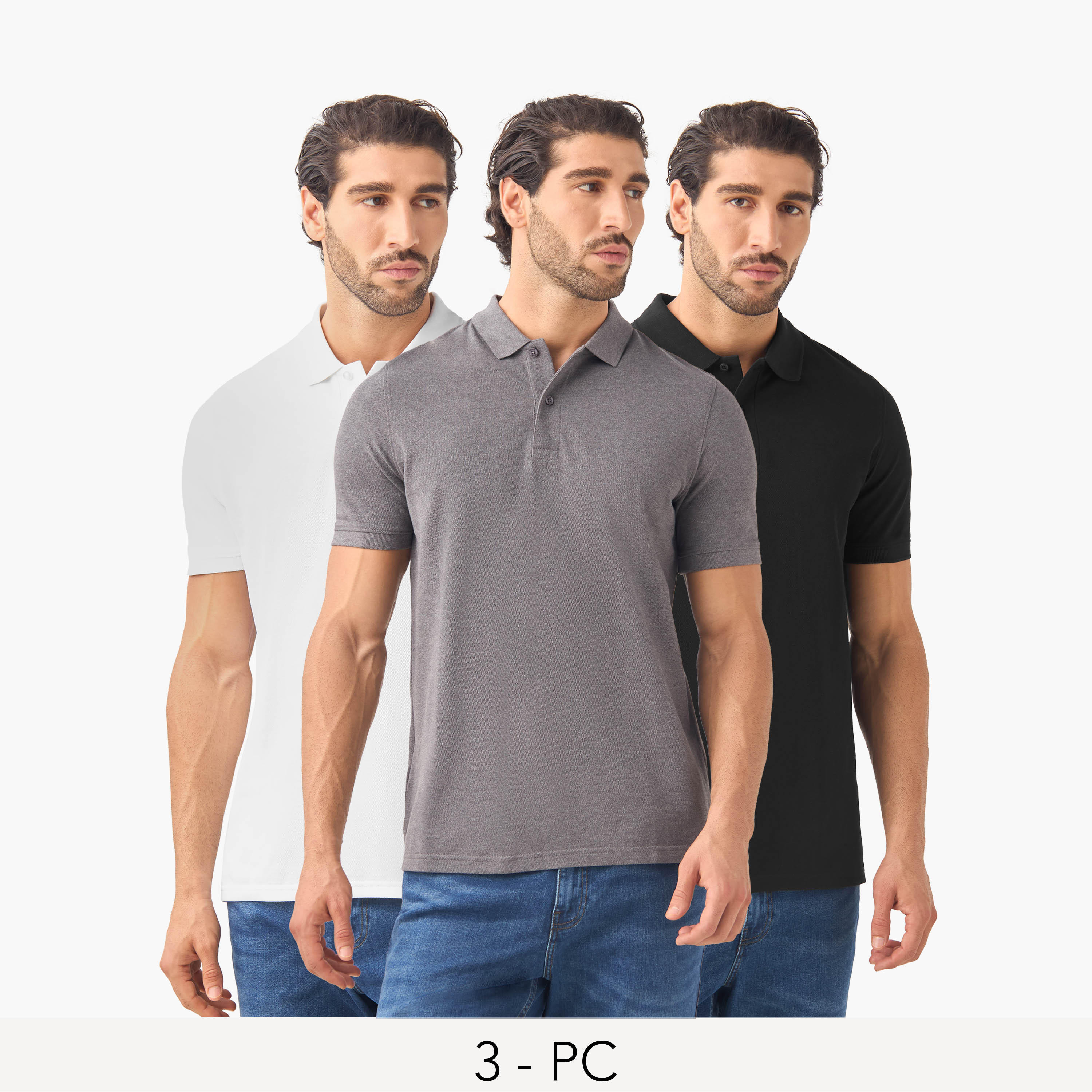 تيشيرت بولو بيكيه - طقم من 3-men-clothing-tshirtsandpolos-polos-image-1