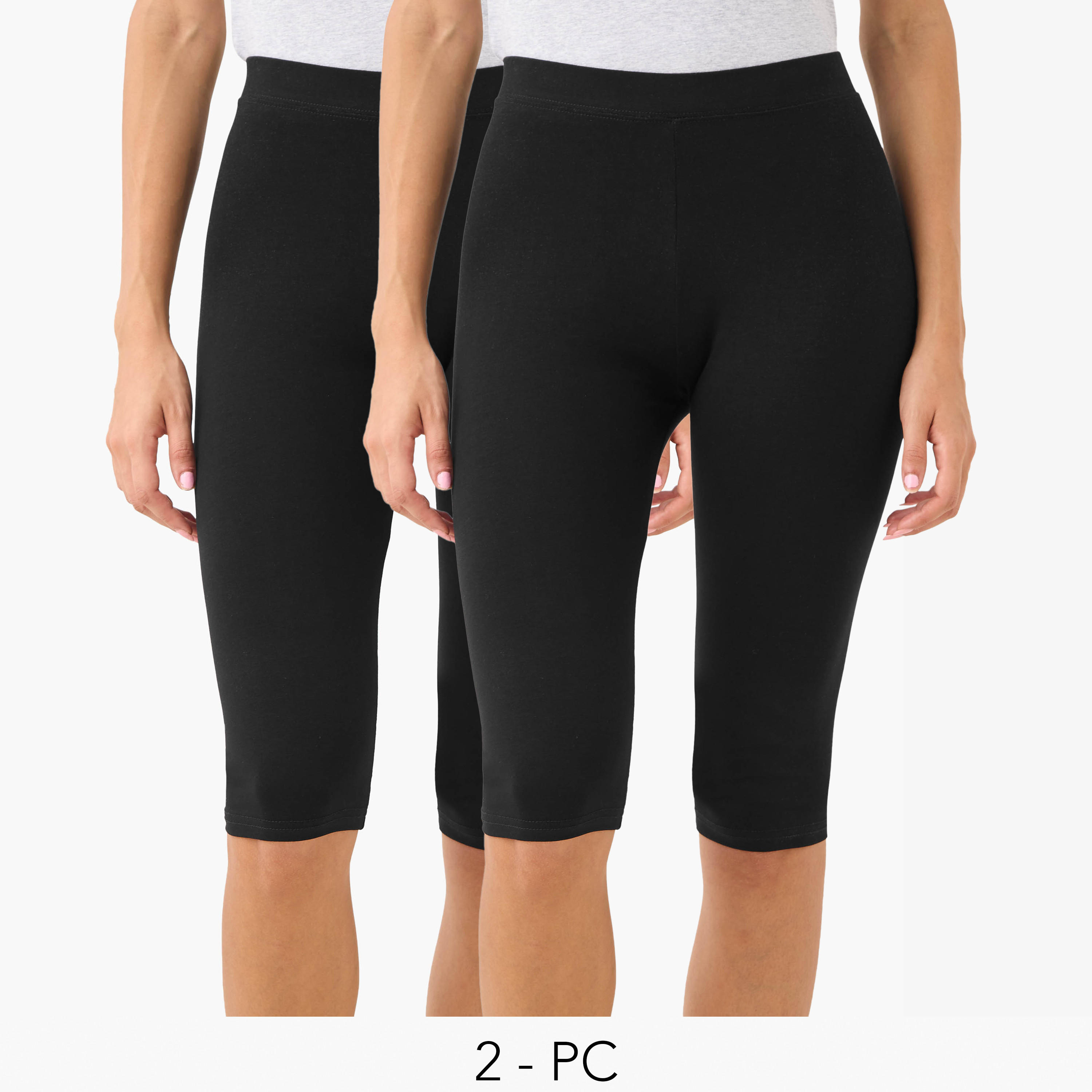 طقم بنطلون ليقنز قصير من قطعتين بخصر مطاطي-women-clothing-bottoms-leggings-image-1