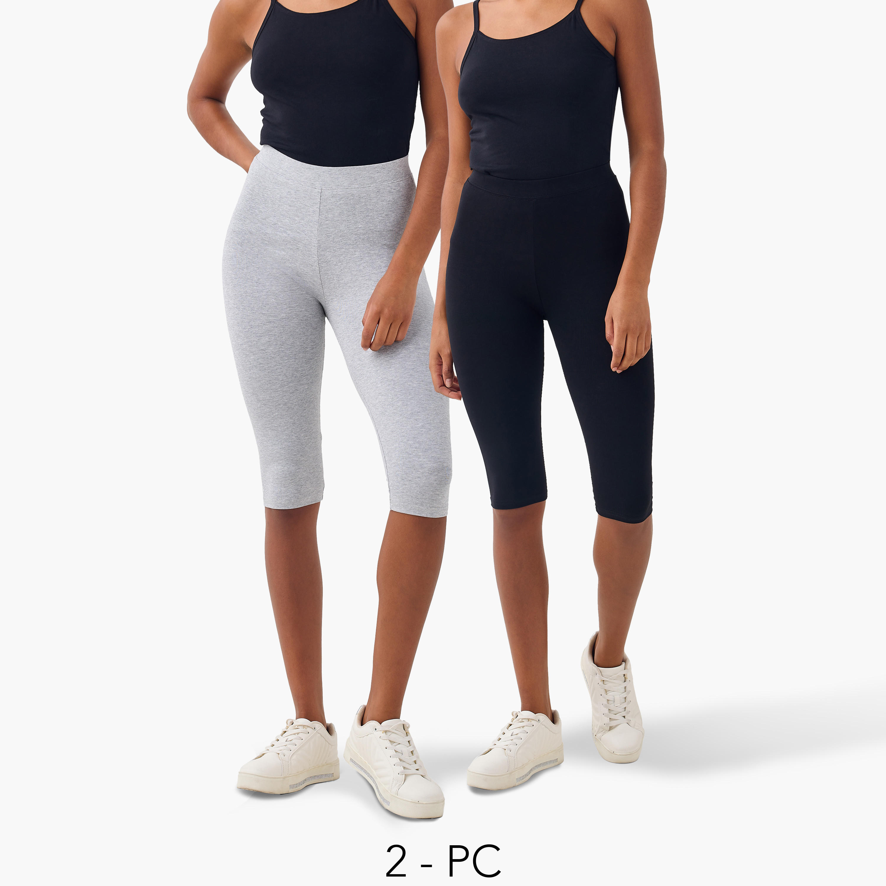طقم بنطلون ليقنز قصير من قطعتين بخصر مطاطي-women-clothing-bottoms-leggings-image-7