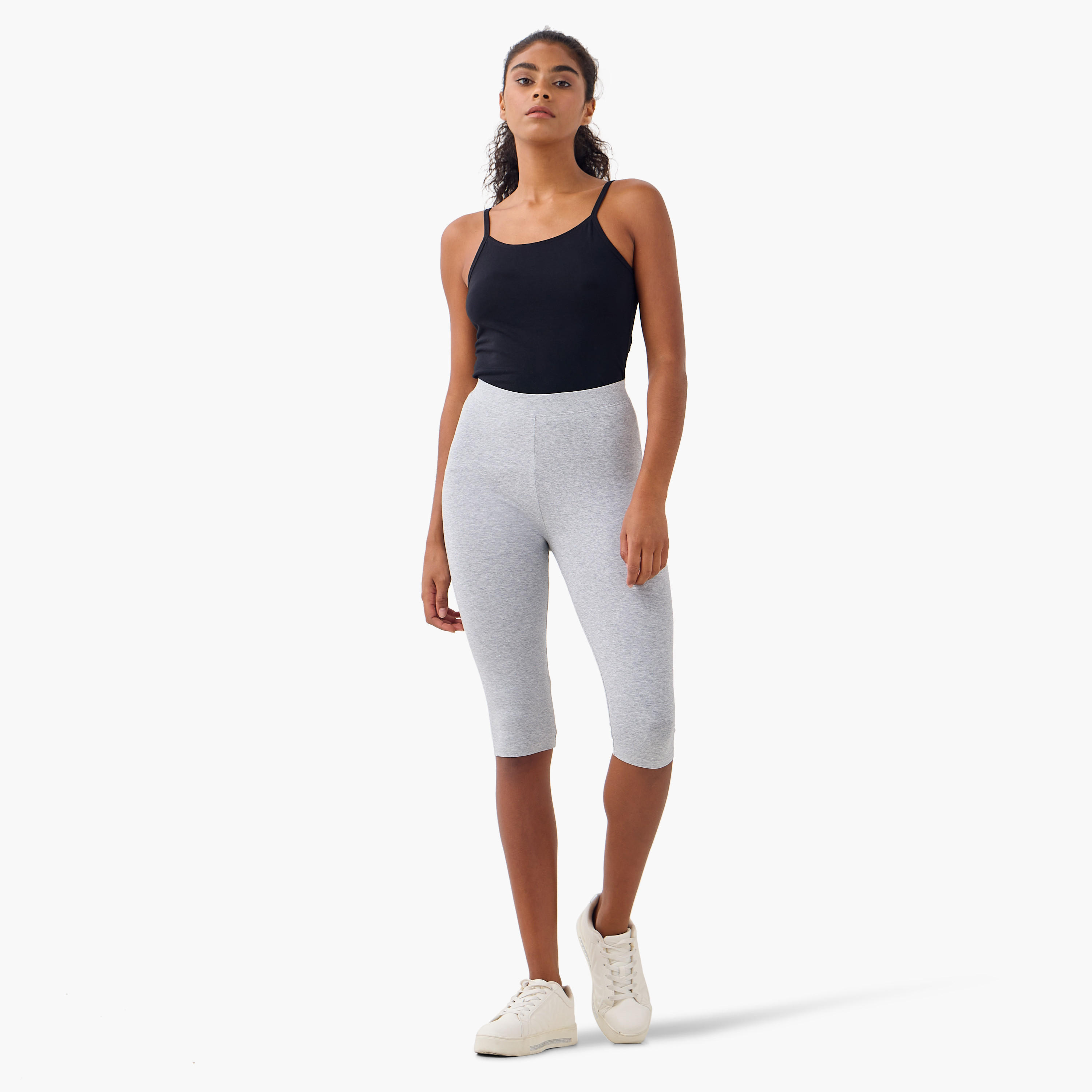 طقم بنطلون ليقنز قصير من قطعتين بخصر مطاطي-women-clothing-bottoms-leggings-image-1