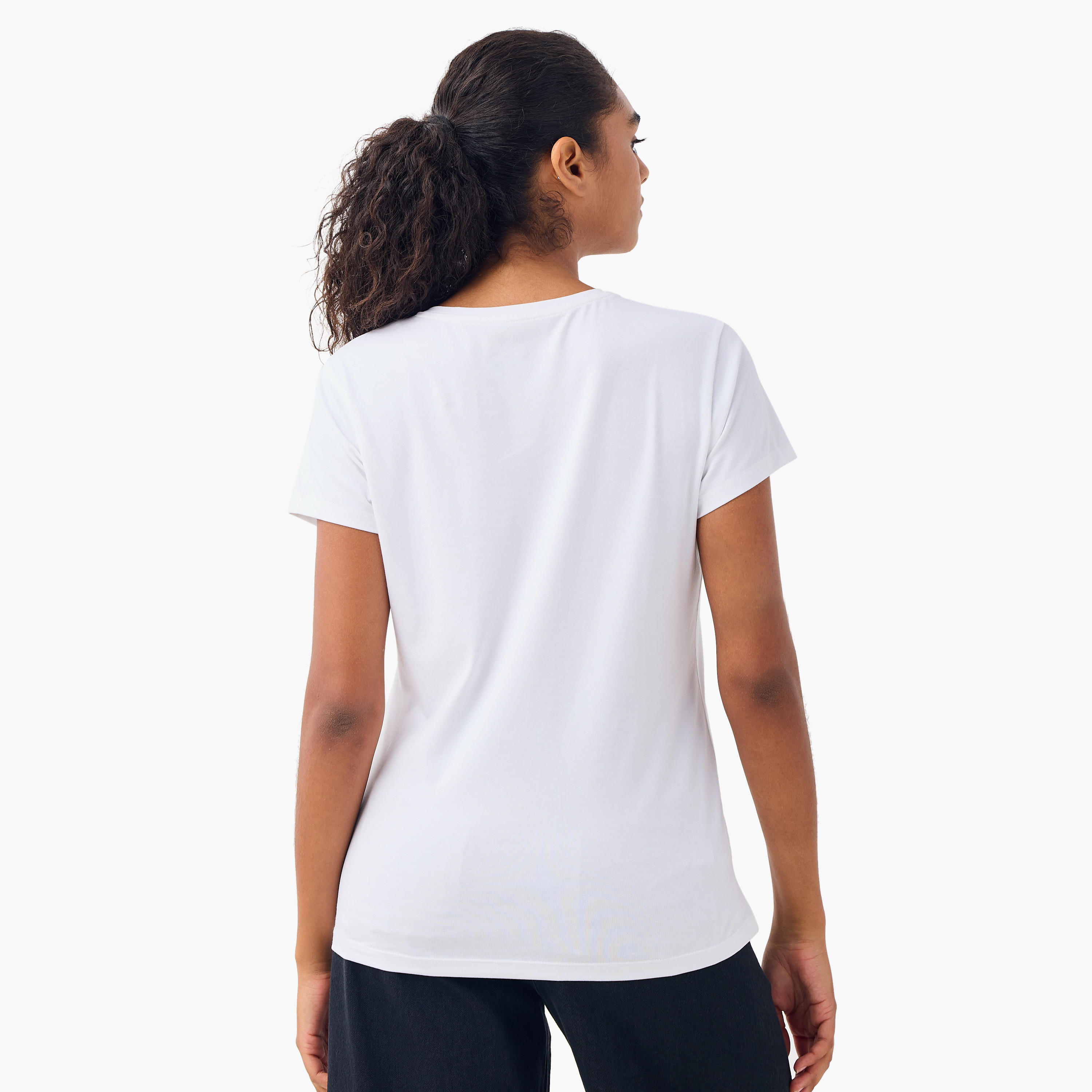 تيشيرت بياقة V وأكمام قصيرة - طقم من 2-women-clothing-tshirts-image-4