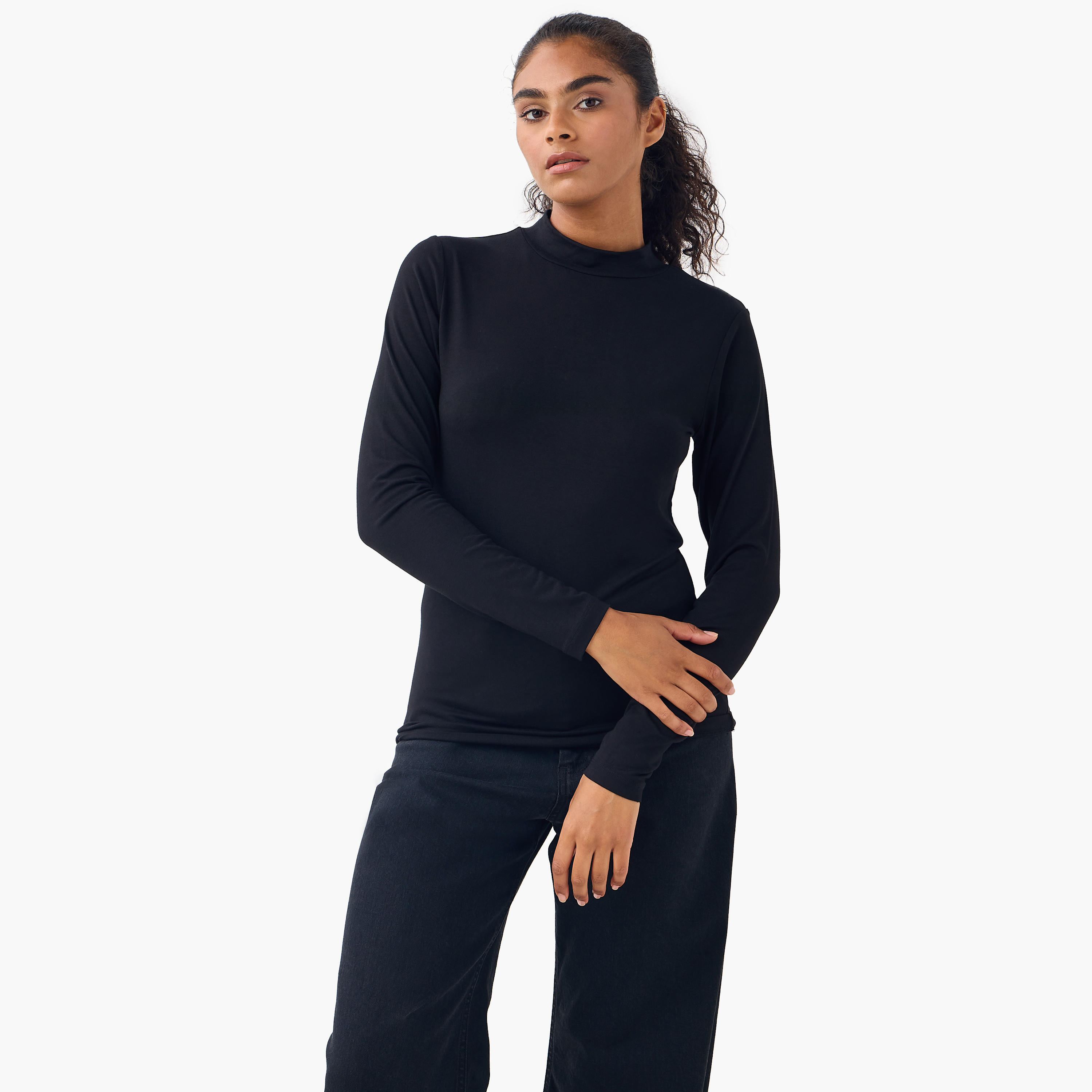 تيشيرت بياقة عالية وأكمام طويلة - طقم من 2-women-clothing-tshirts-image-2