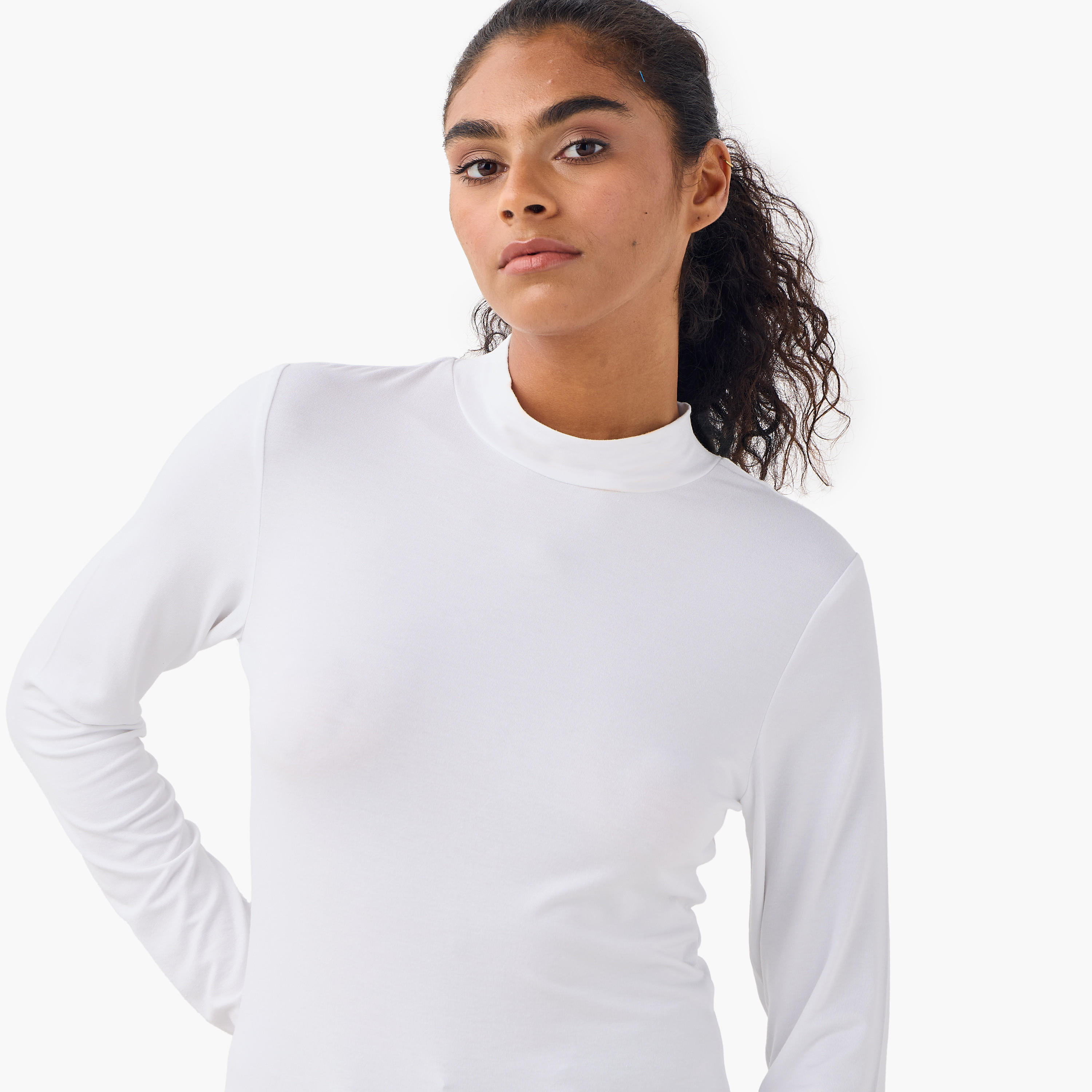 تيشيرت بياقة عالية وأكمام طويلة - طقم من 2-women-clothing-tshirts-image-6