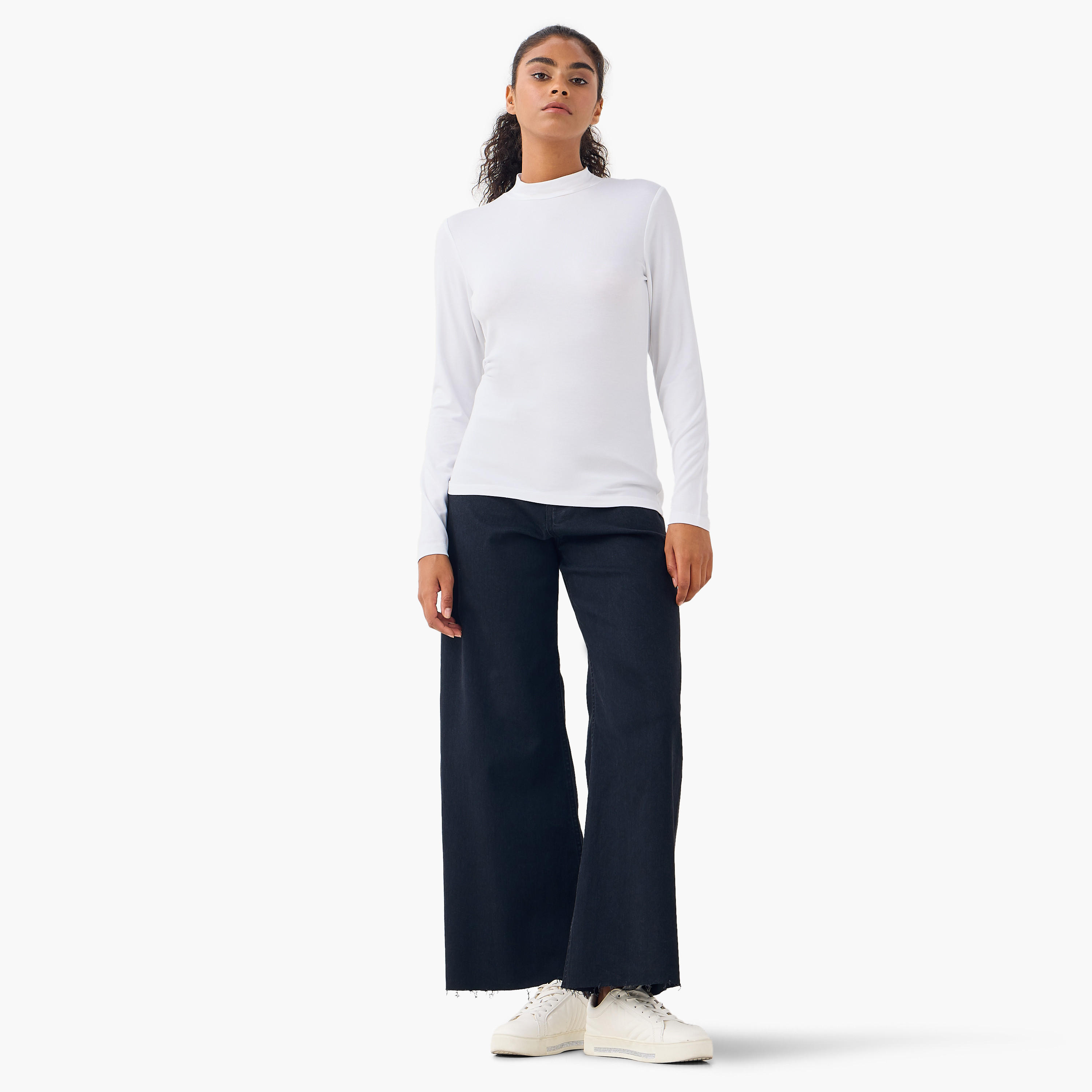 تيشيرت بياقة عالية وأكمام طويلة - طقم من 2-women-clothing-tshirts-image-8