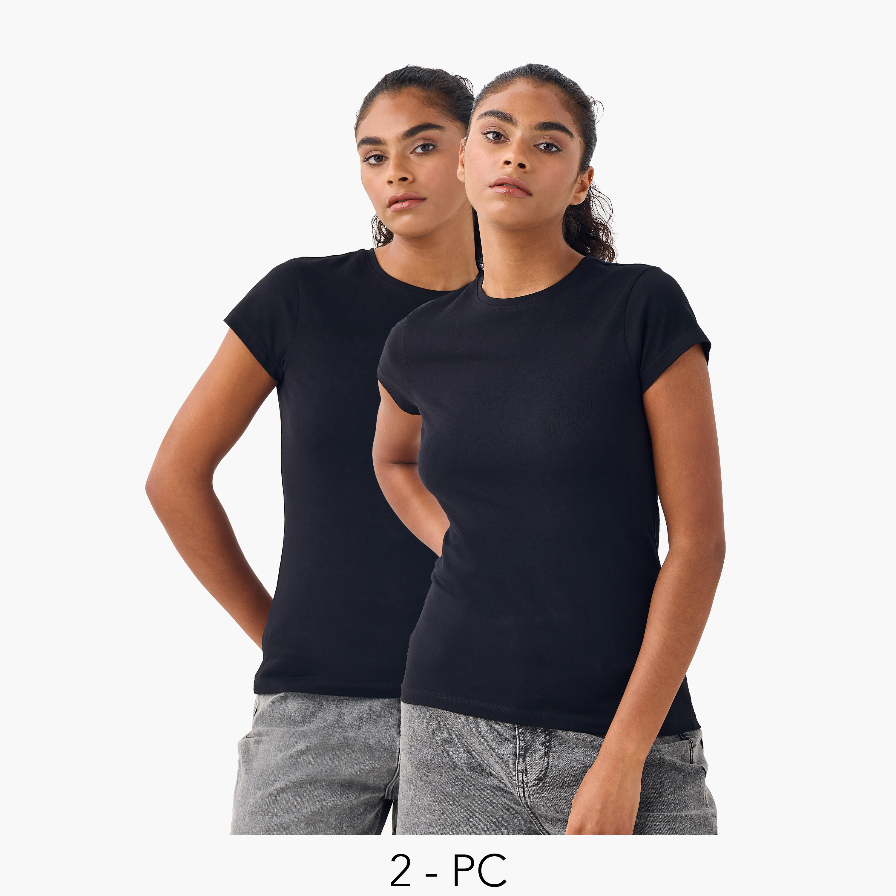 Set of 2 - Crew Neck T-shirt-women-clothing-tshirts-image-1