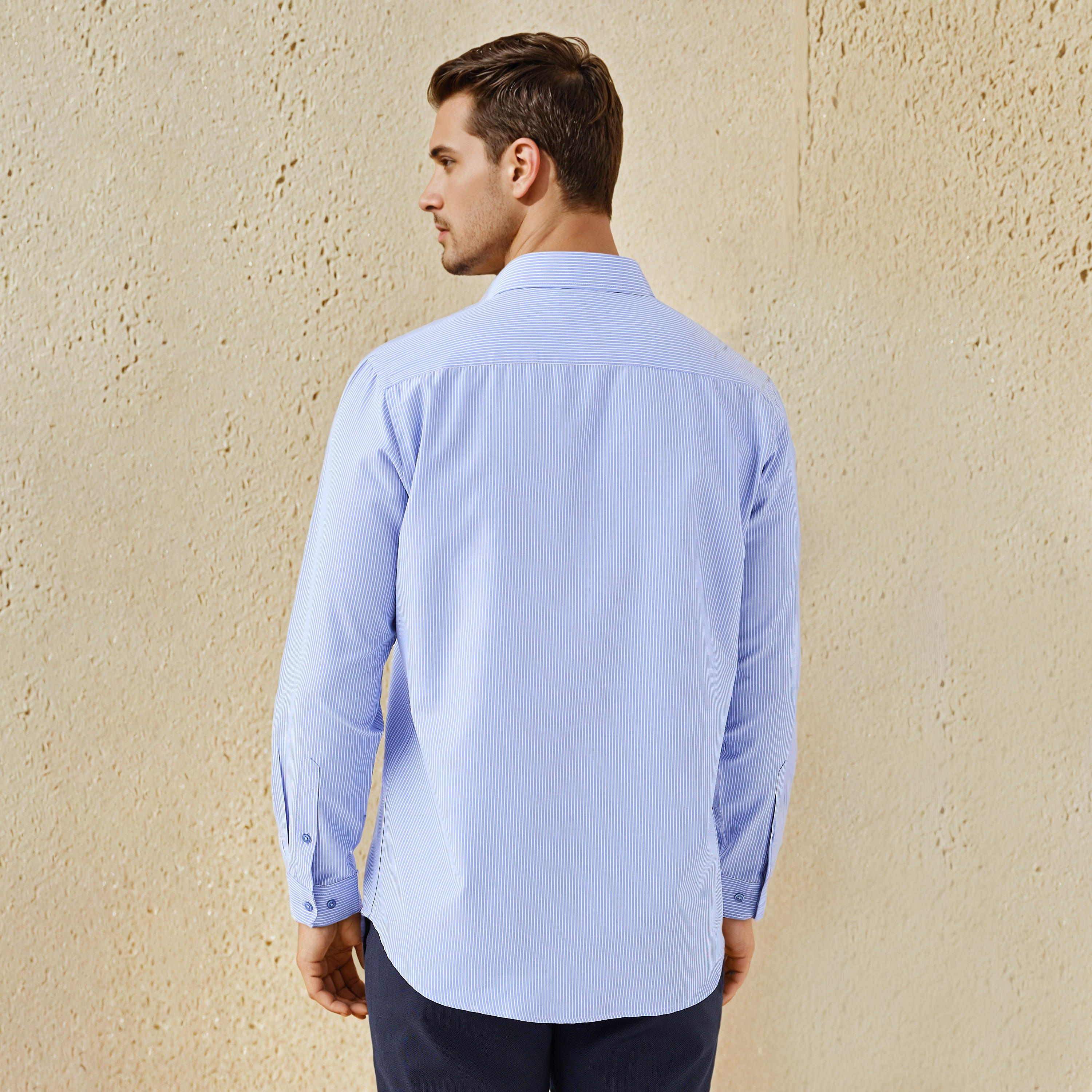 Regular Fit Striped Collared Shirt with Long Sleeves-men-clothing-shirts-image-3
