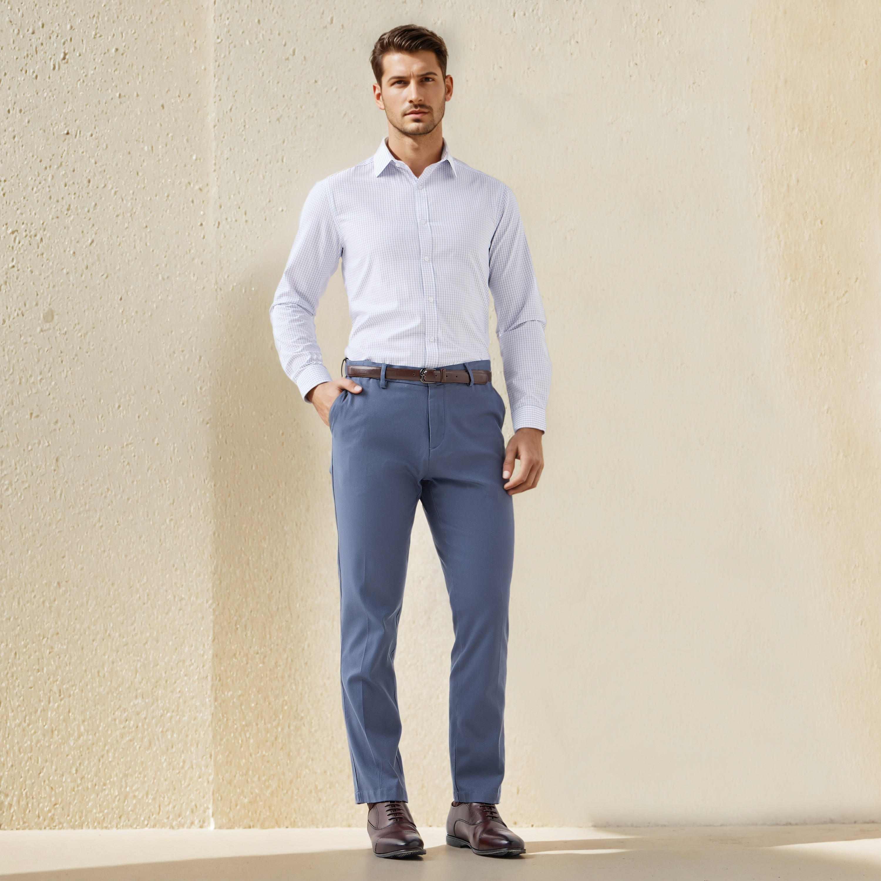 قميص كاروهات بقصة عادية وياقة وأكمام قصيرة-men-clothing-shirts-image-4