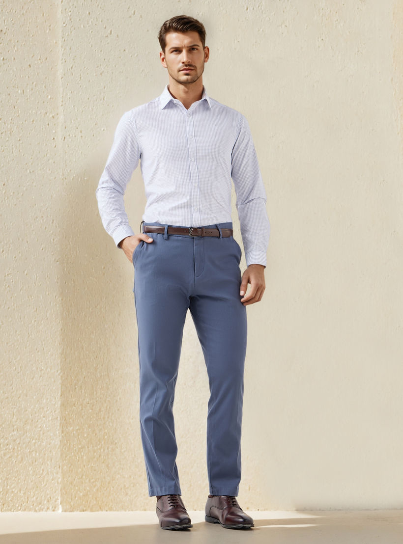 قميص كاروهات بقصة عادية وياقة وأكمام قصيرة-men-clothing-shirts-image-4