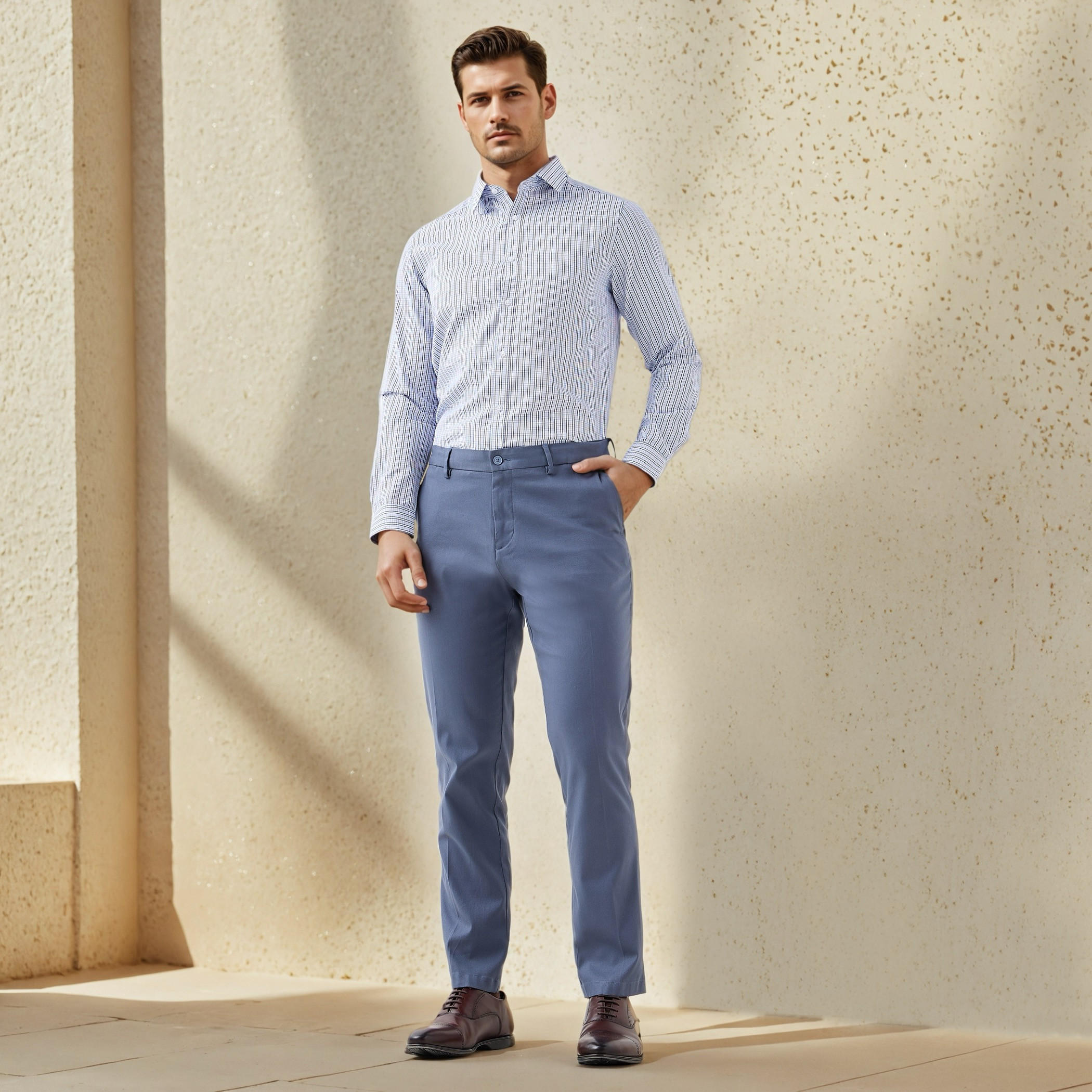 Regular Fit Checked Collared Shirt with Long Sleeves-men-clothing-shirts-image-2