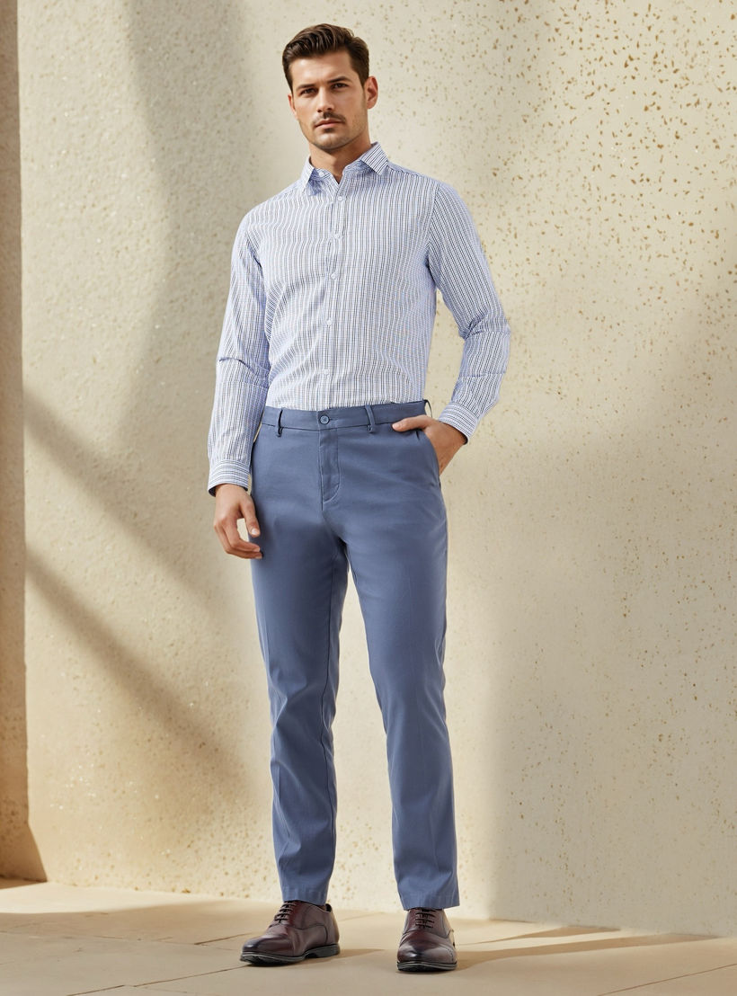 Regular Fit Checked Collared Shirt with Long Sleeves-men-clothing-shirts-image-2