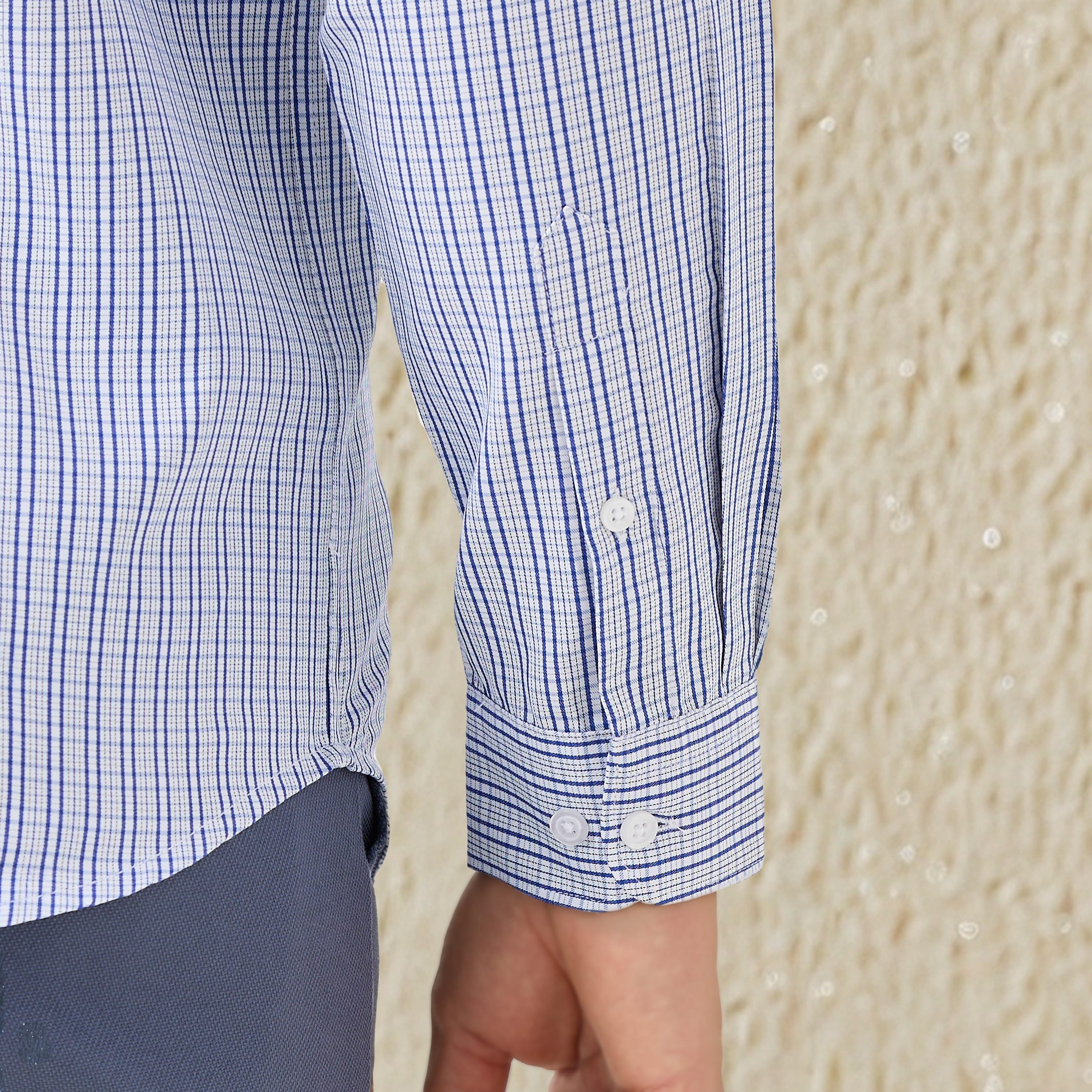 Regular Fit Checked Collared Shirt with Long Sleeves-men-clothing-shirts-image-4