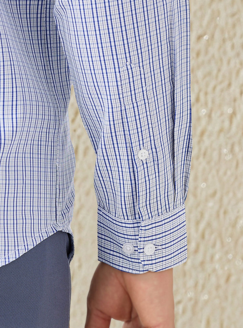 Regular Fit Checked Collared Shirt with Long Sleeves-men-clothing-shirts-image-4