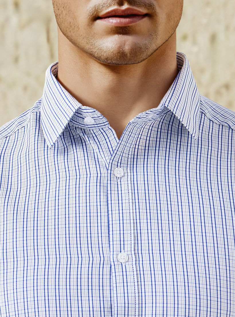 Regular Fit Checked Collared Shirt with Long Sleeves-men-clothing-shirts-image-5