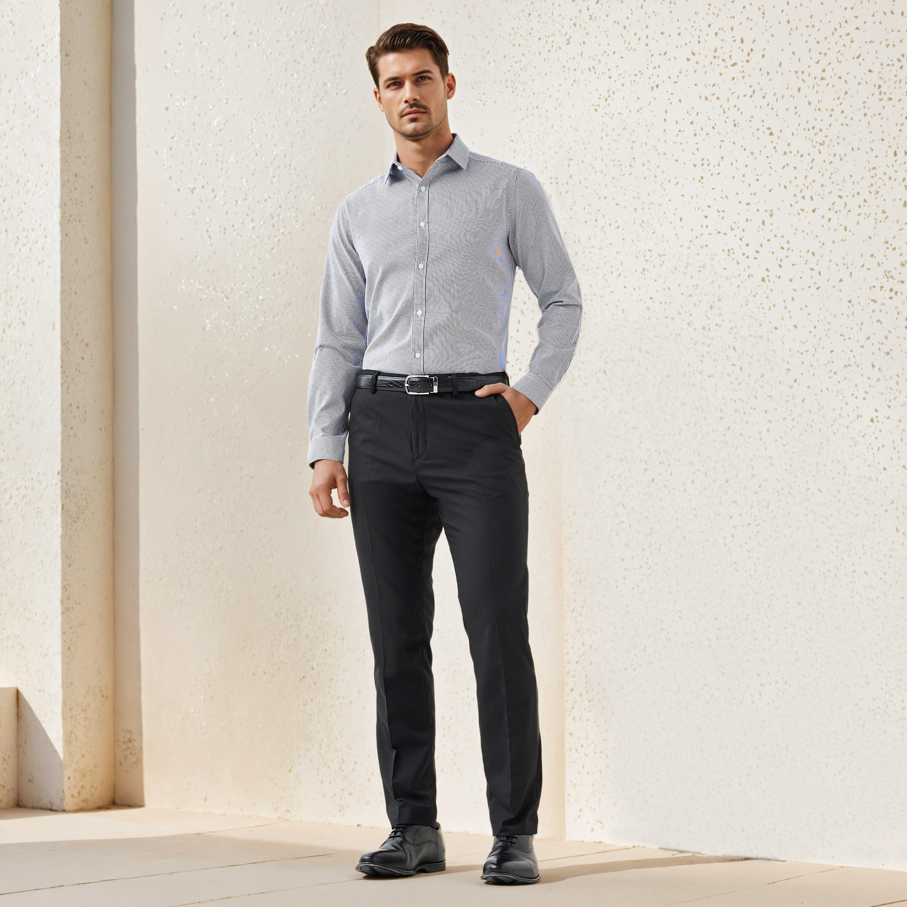 قميص كاروهات بقصة عادية وياقة وأكمام قصيرة-men-clothing-shirts-image-4
