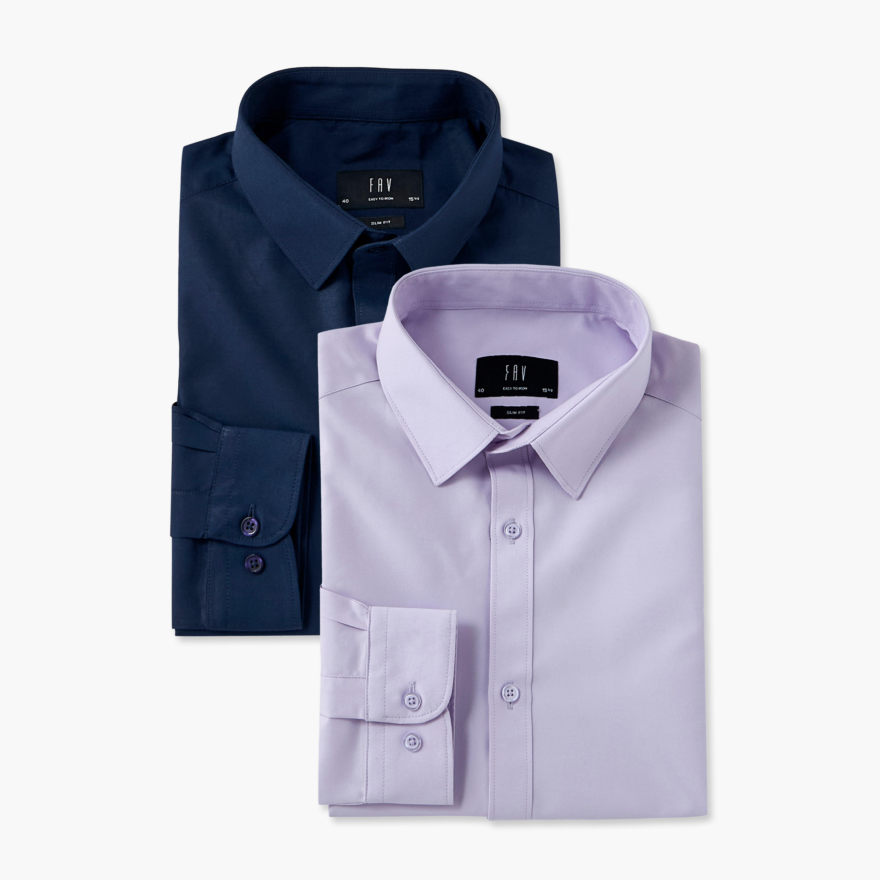 قميص بقصّة عادية وياقة عادية وأكمام طويلة - طقم من 2-men-clothing-shirts-image-1