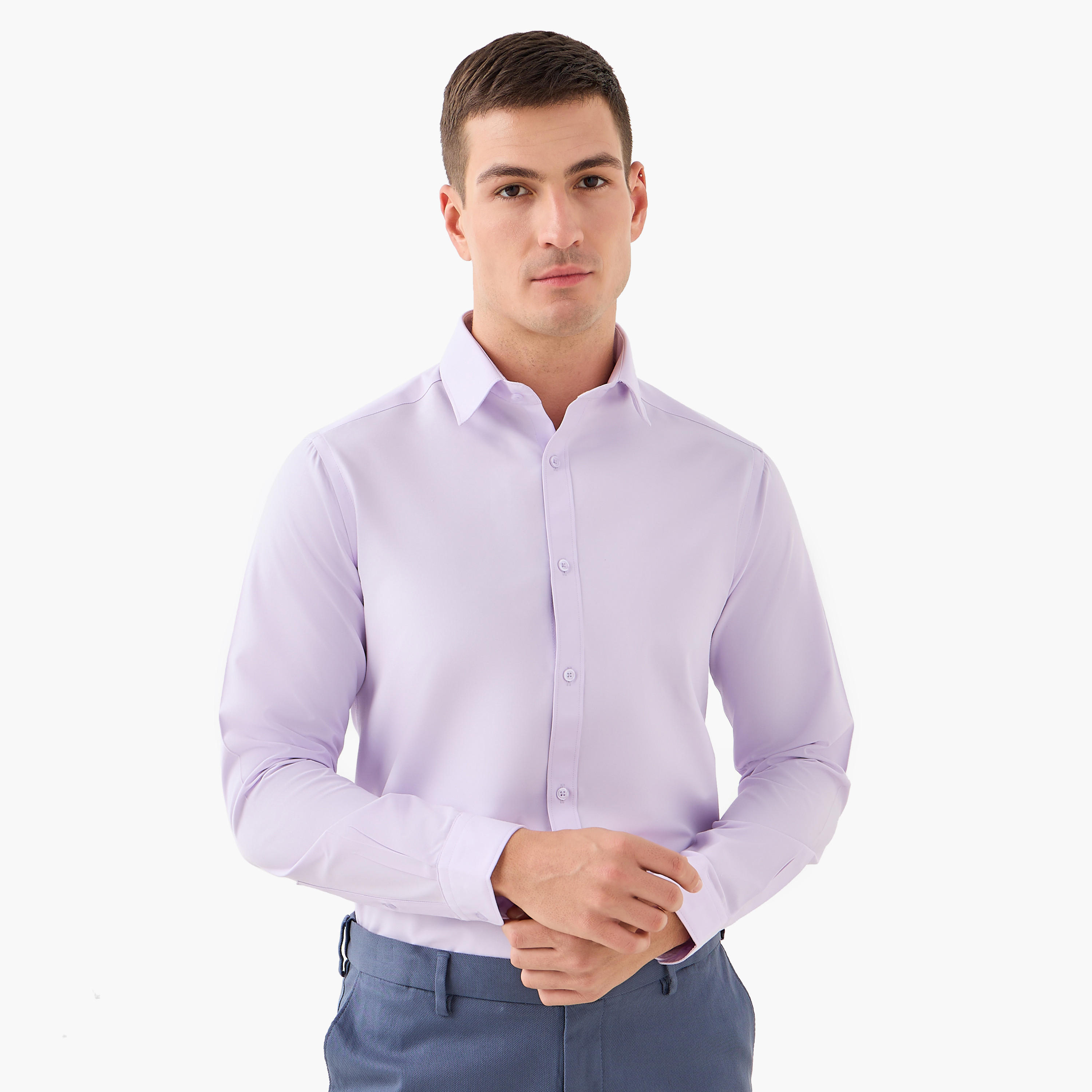 قميص بقصّة عادية وياقة عادية وأكمام طويلة - طقم من 2-men-clothing-shirts-image-4