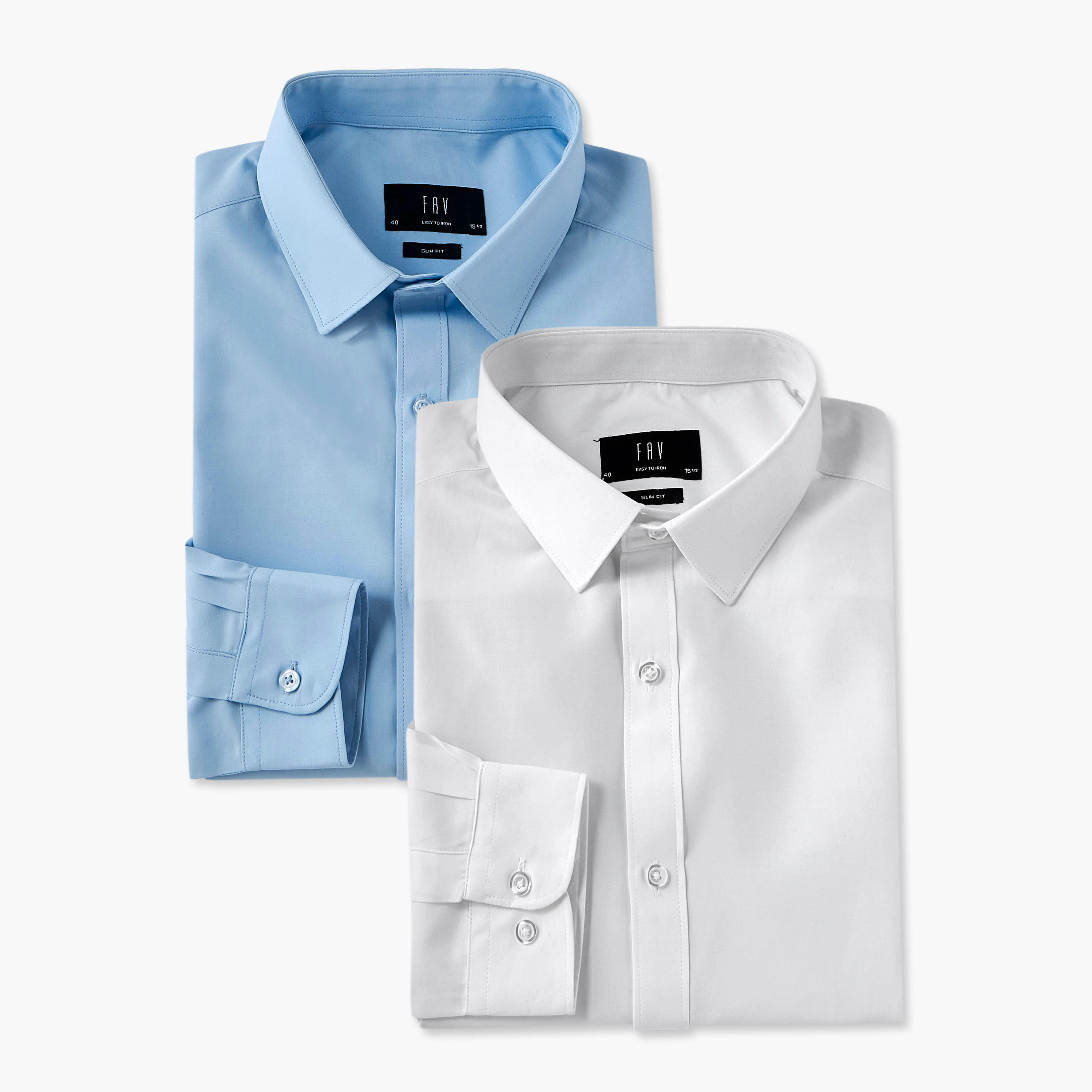Set of 2 - Regular Fit Collared Shirt with Long Sleeves-men-clothing-shirts-image-1