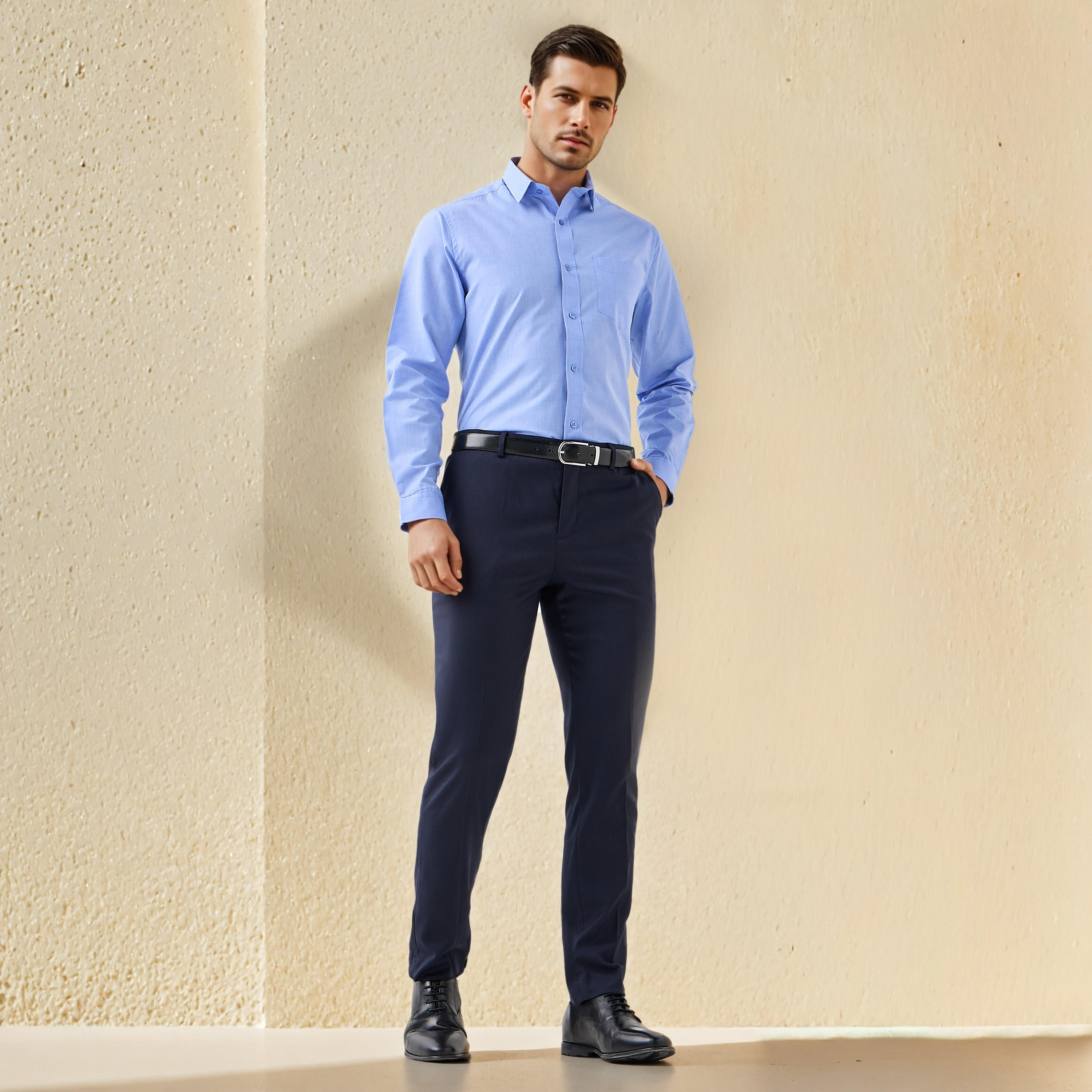 Regular Fit Collared Shirt with Long Sleeves-men-clothing-shirts-image-2